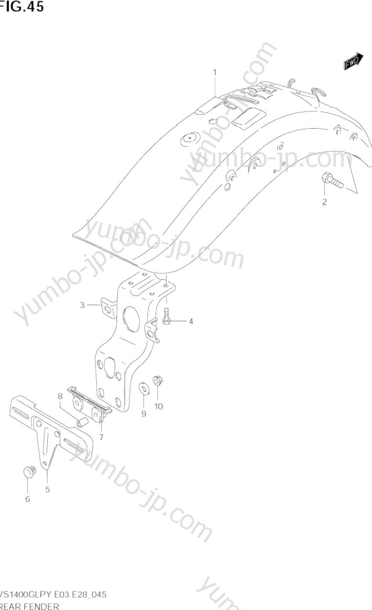 REAR FENDER (MODEL T) для мотоциклов SUZUKI Intruder (VS1400GLP) 2001 г.