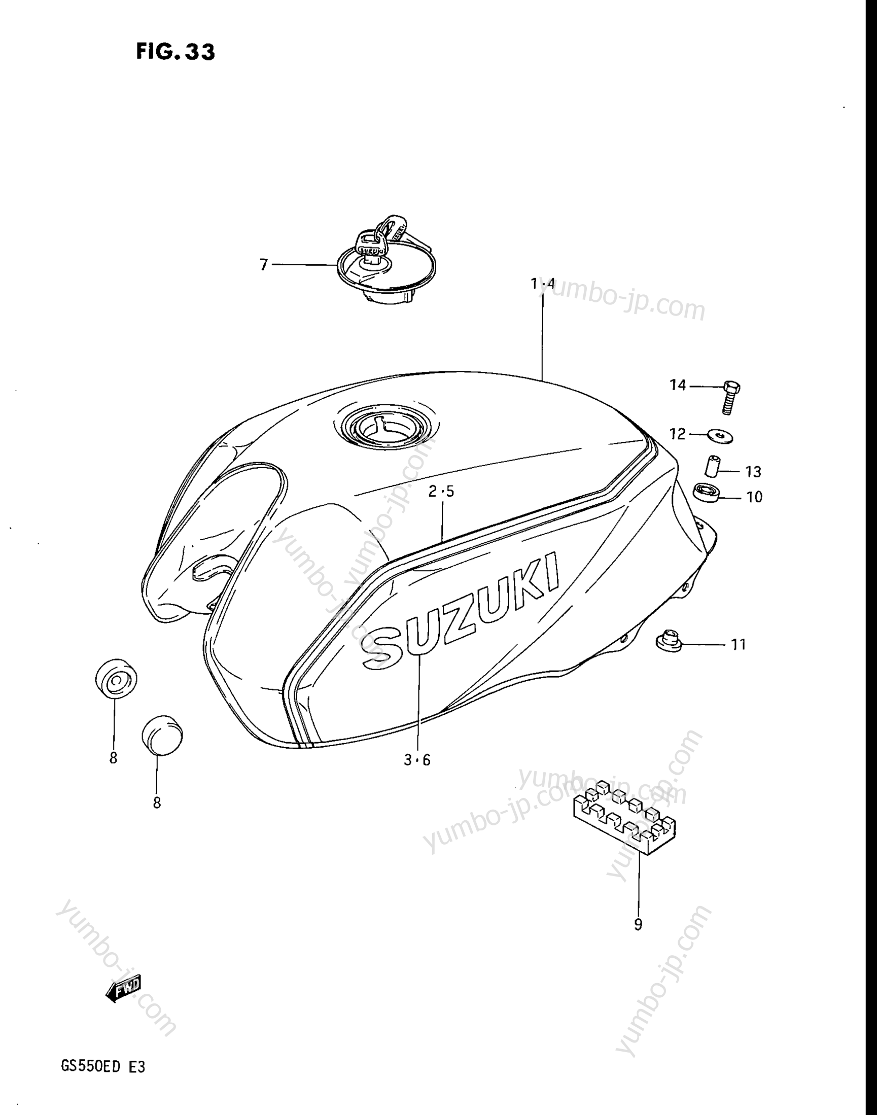 FUEL TANK (GS550ED) for motorcycles SUZUKI GS550E 1983 year