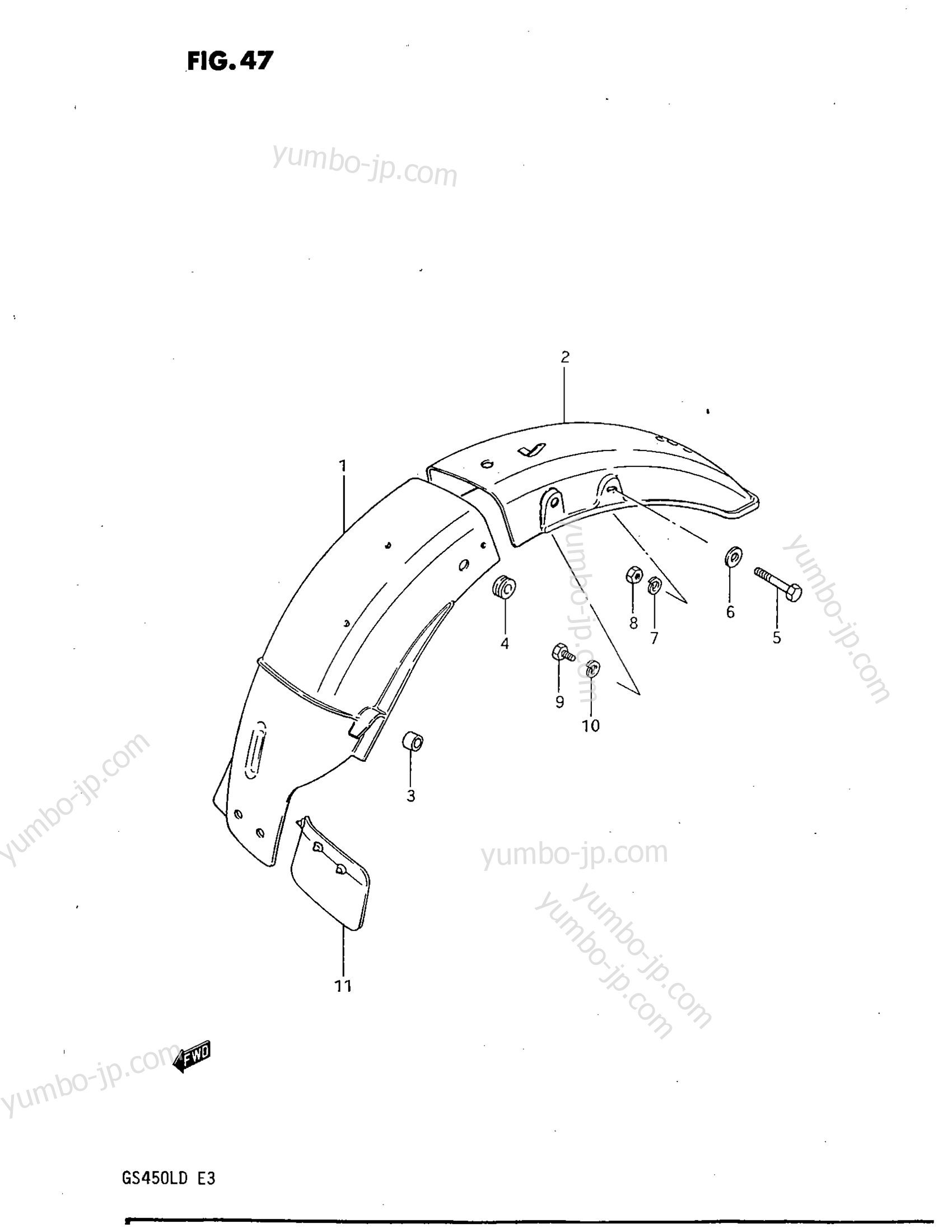 REAR FENDER for motorcycles SUZUKI GS450L 1983 year