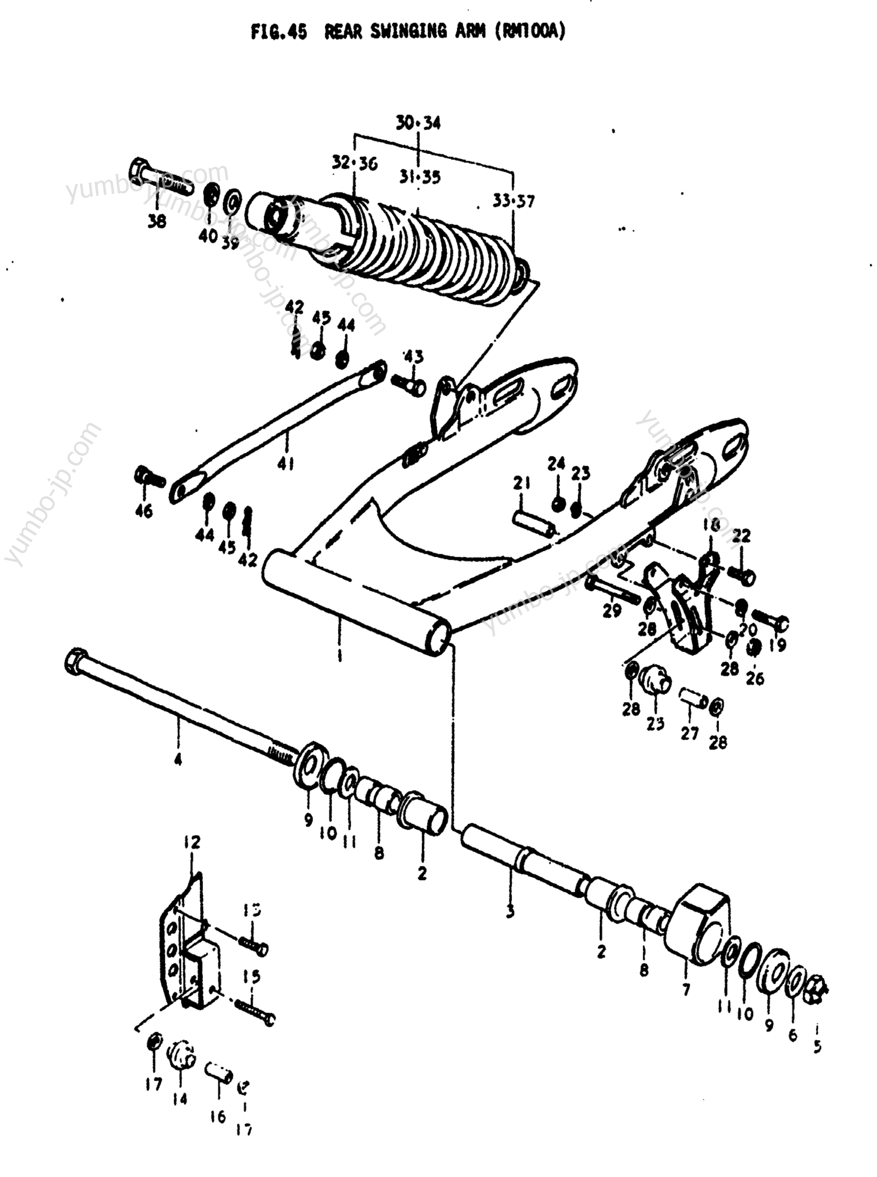 REAR SWINGING ARM (RM100A) для мотоциклов SUZUKI RM100 1976 г.