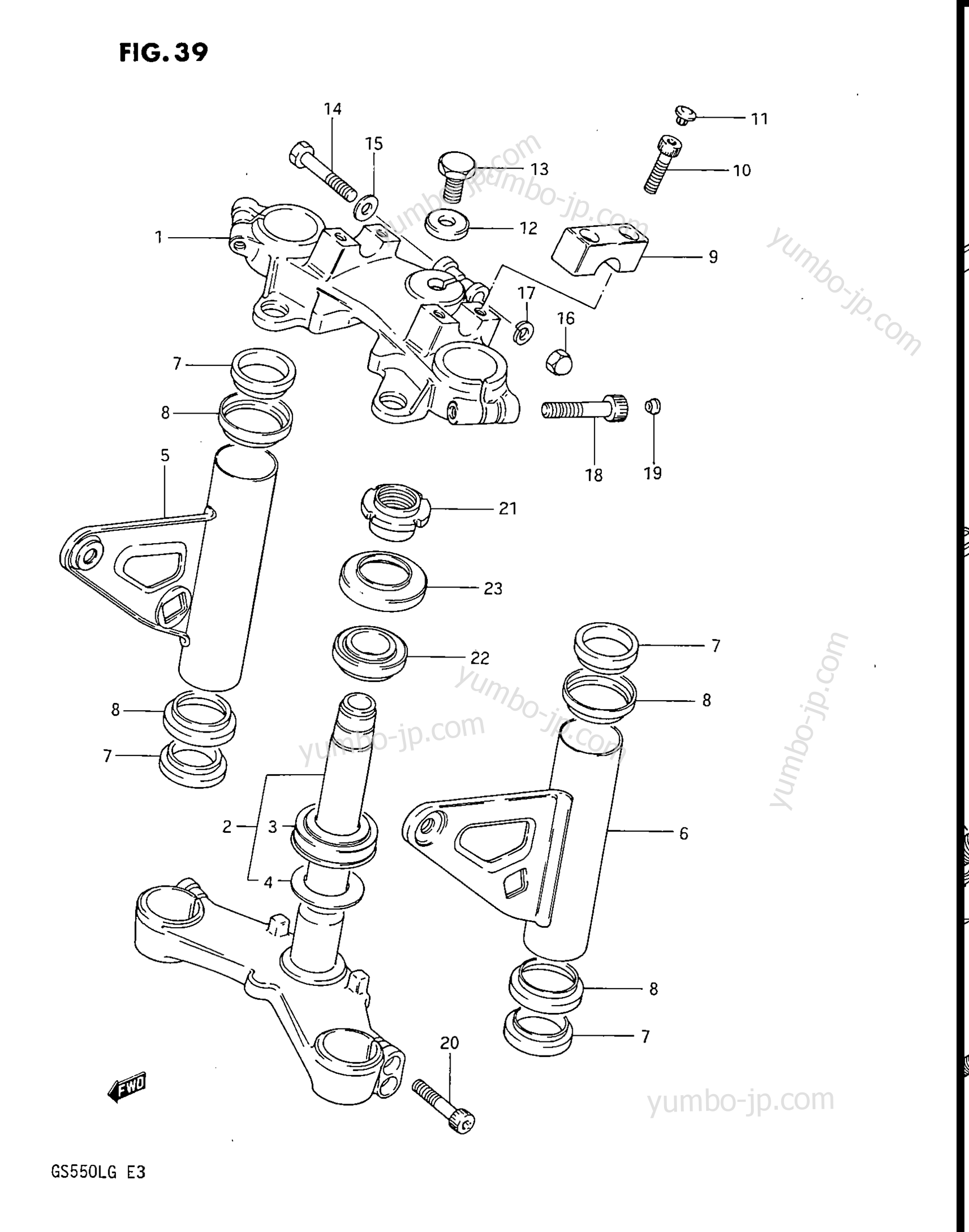 STEERING STEM (MODEL F) for motorcycles SUZUKI GS550L 1985 year