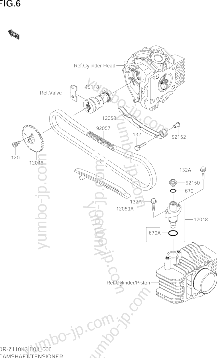 CAMSHAFT/TENSIONER for motorcycles SUZUKI DR-Z110 2004 year