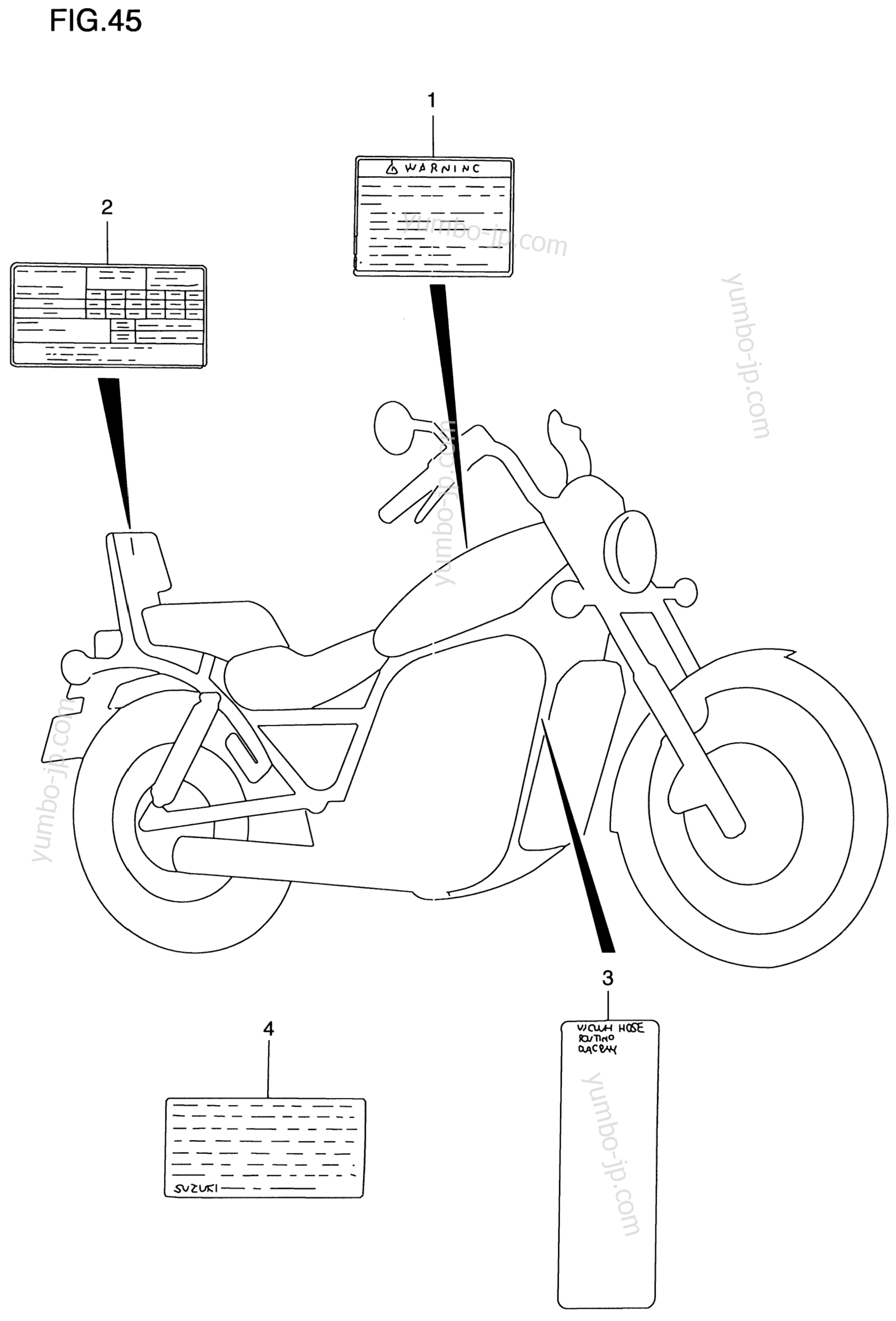 WARNING LABEL (MODEL W/X) for motorcycles SUZUKI Intruder (VS800GL) 1998 year