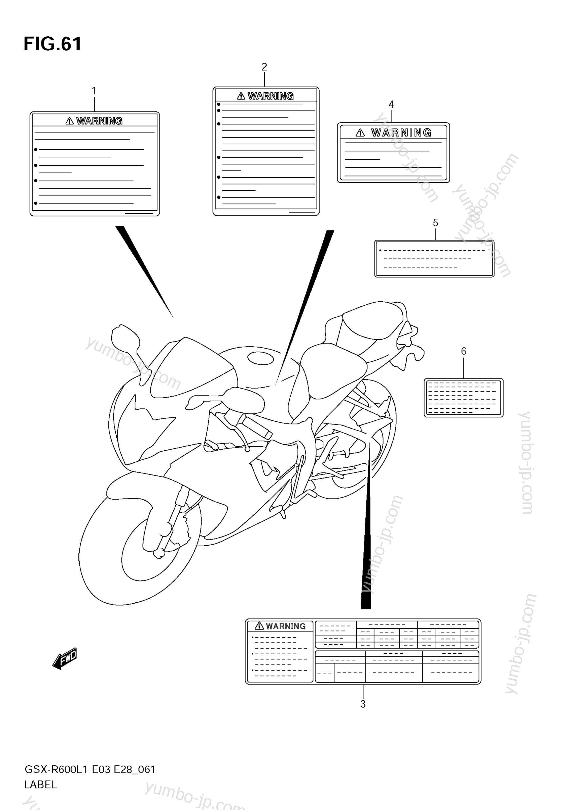 LABEL (E3) для мотоциклов SUZUKI GSX-R600 2011 г.