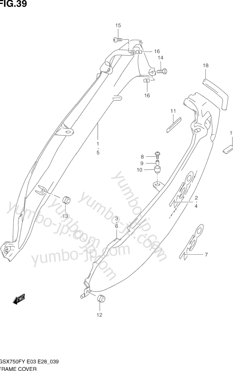 FRAME COVER (MODEL W/X) для мотоциклов SUZUKI Katana (GSX750F) 2001 г.