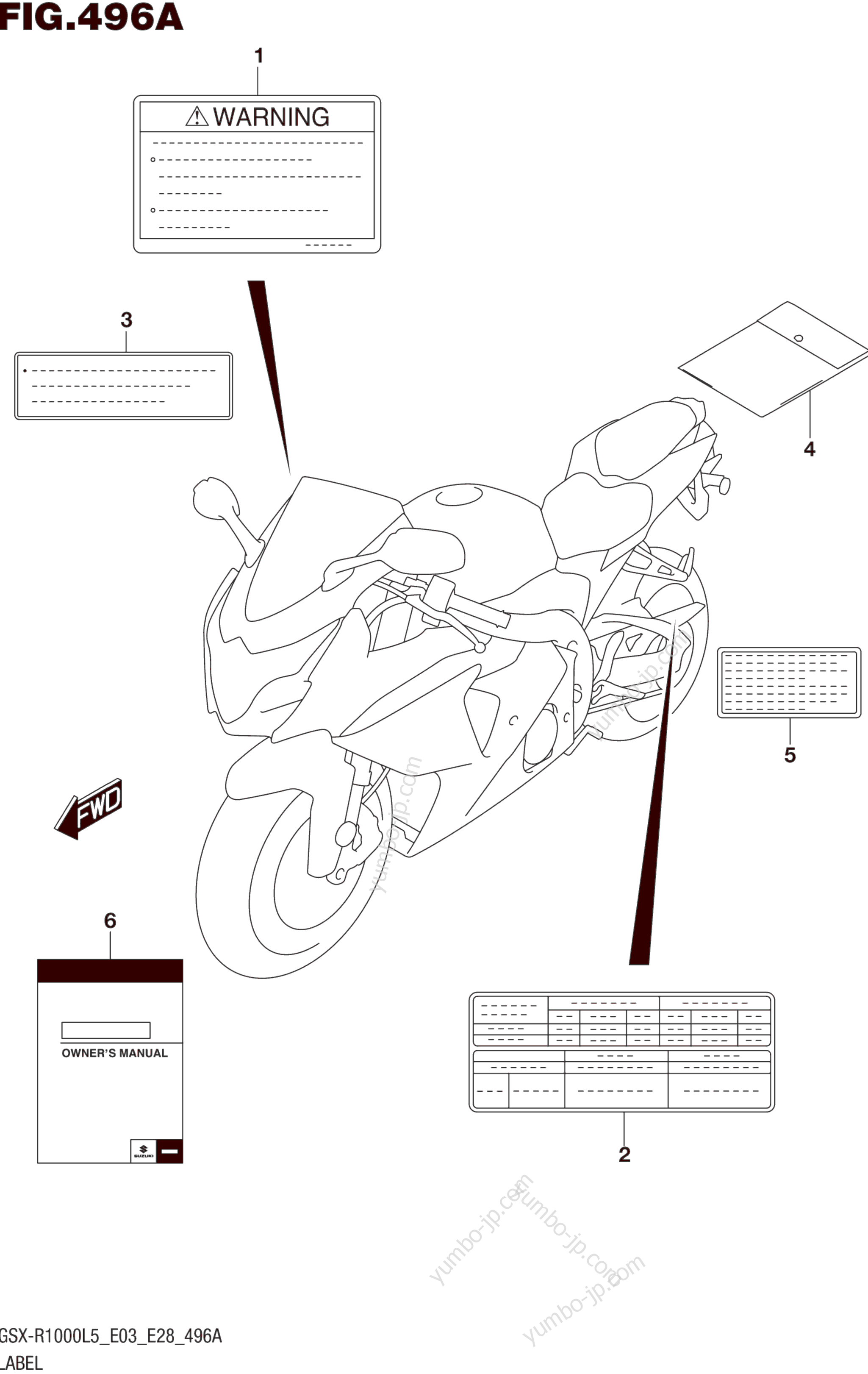 LABEL (GSX-R1000L5 E03) for motorcycles SUZUKI GSX-R1000 2015 year