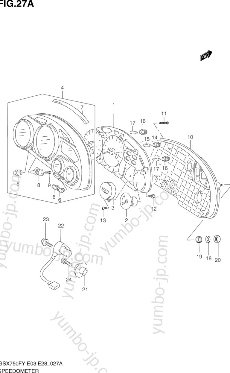 SPEEDOMETER (MODEL Y/K1) для мотоциклов SUZUKI Katana (GSX750F) 2003 г.