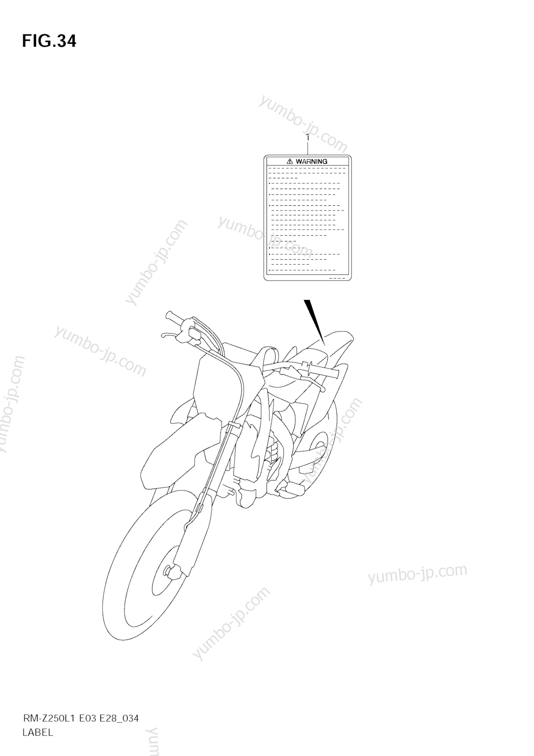 LABEL (RM-Z250L1 E28) for motorcycles SUZUKI RM-Z250 2011 year