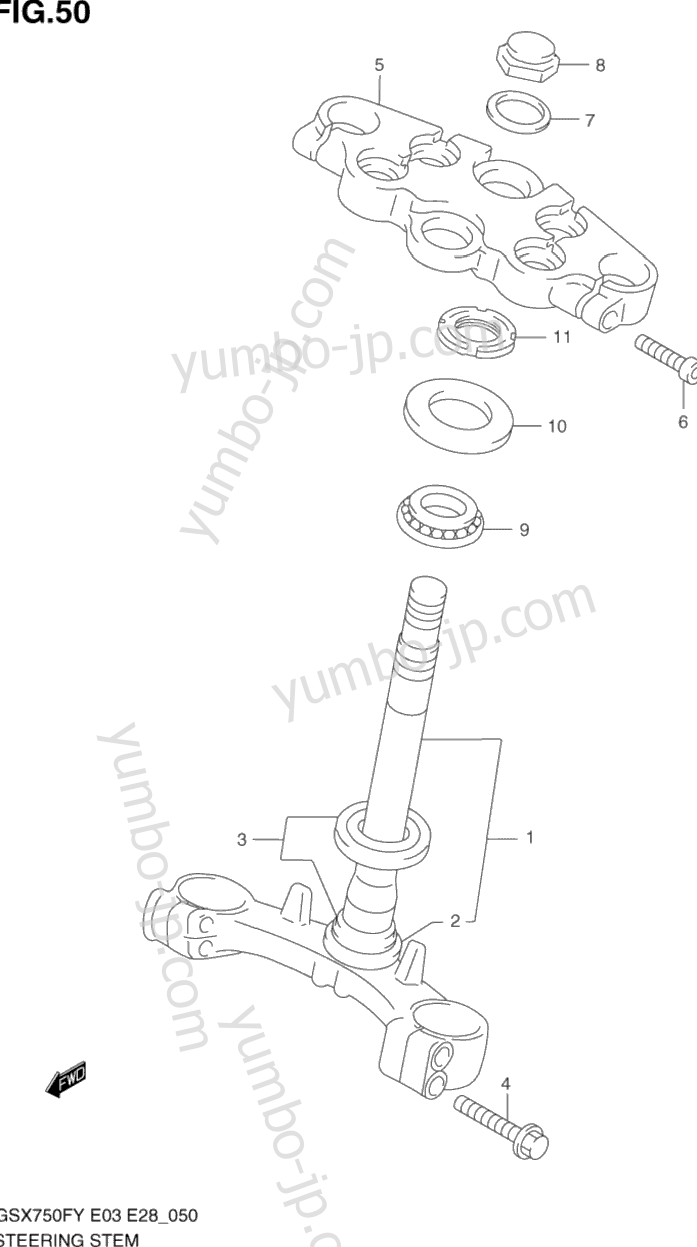 STEERING STEM (MODEL W/X/Y/K1/K2) for motorcycles SUZUKI Katana (GSX750F) 1998 year