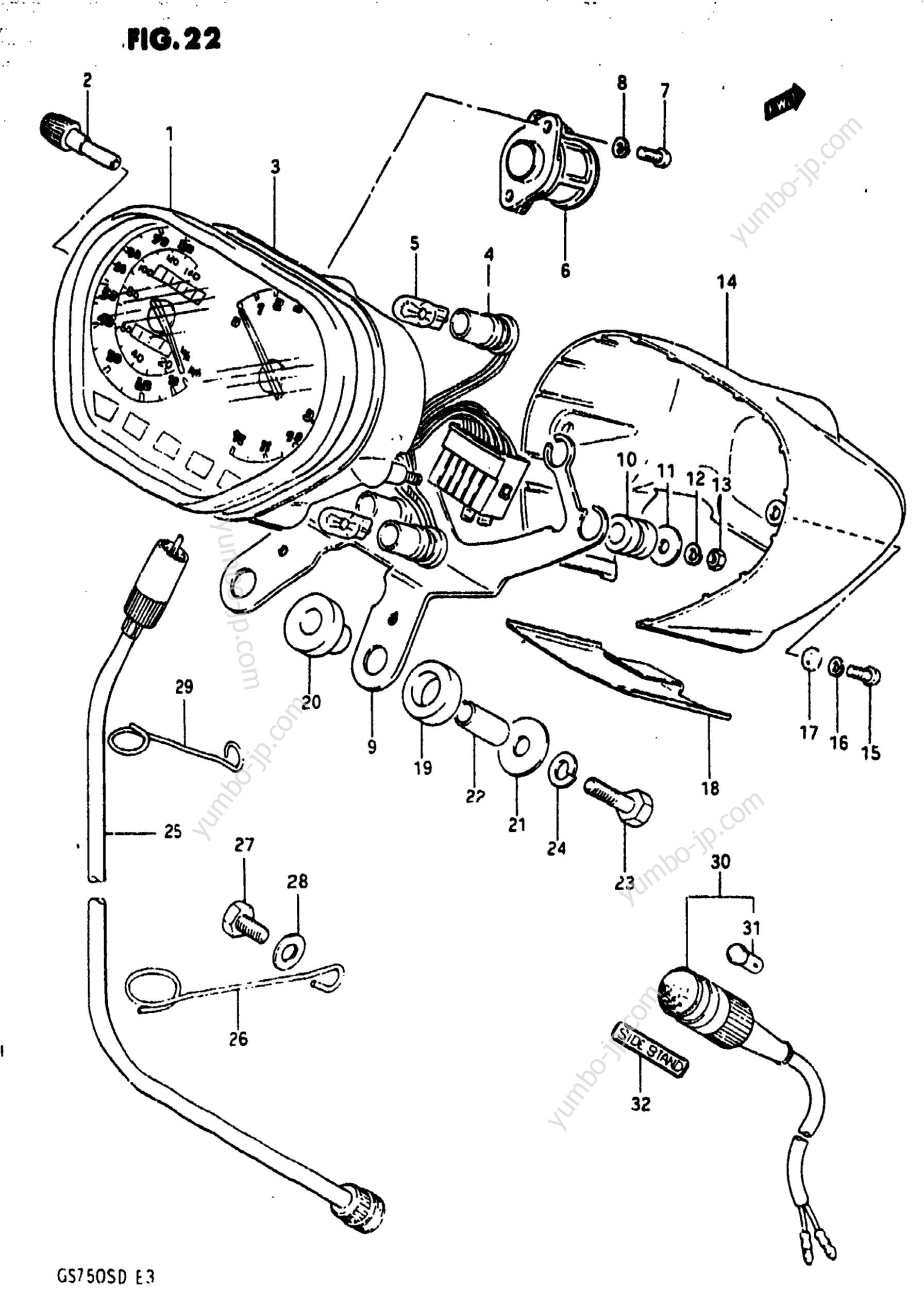 Speedometer - Tachometer for motorcycles SUZUKI GS750S 1983 year