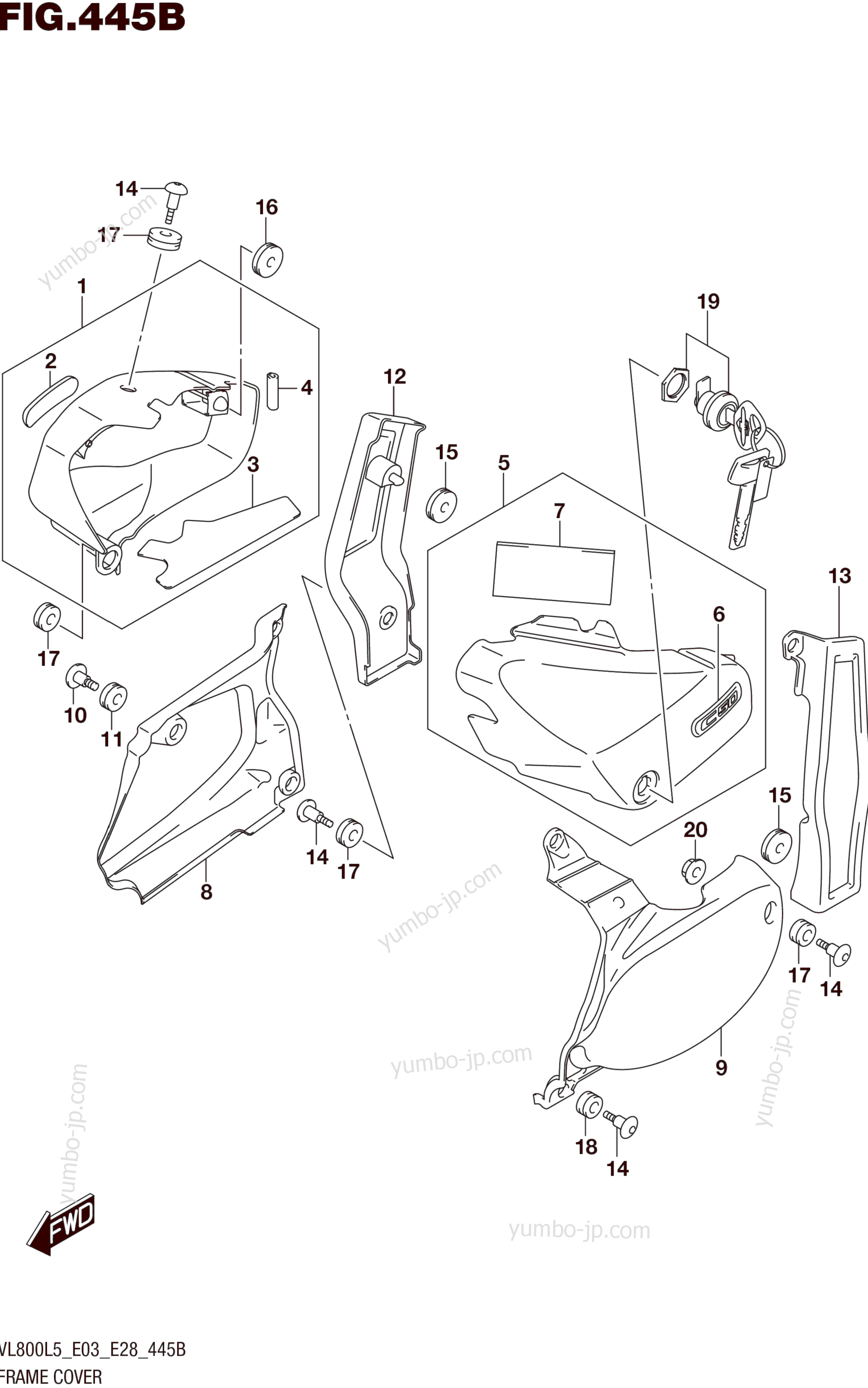 FRAME COVER (VL800L5 E33) for motorcycles SUZUKI VL800 2015 year