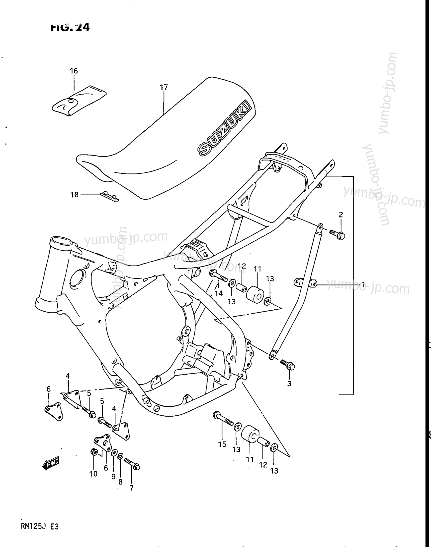 FRAME - SEAT (MODEL H/J) for motorcycles SUZUKI RM125 1988 year