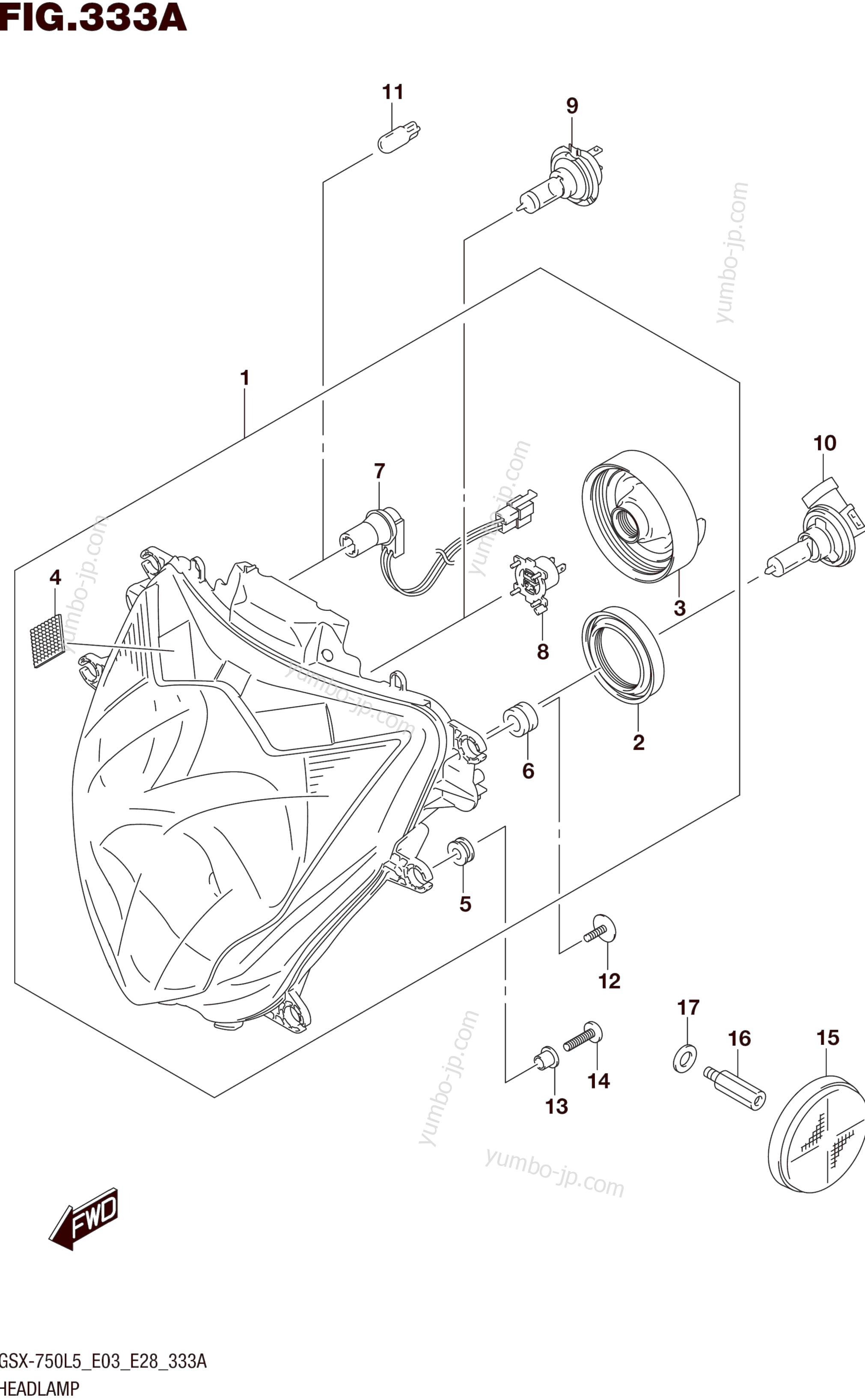 HEADLAMP (GSX-R750L5 E03) for motorcycles SUZUKI GSX-R750 2015 year