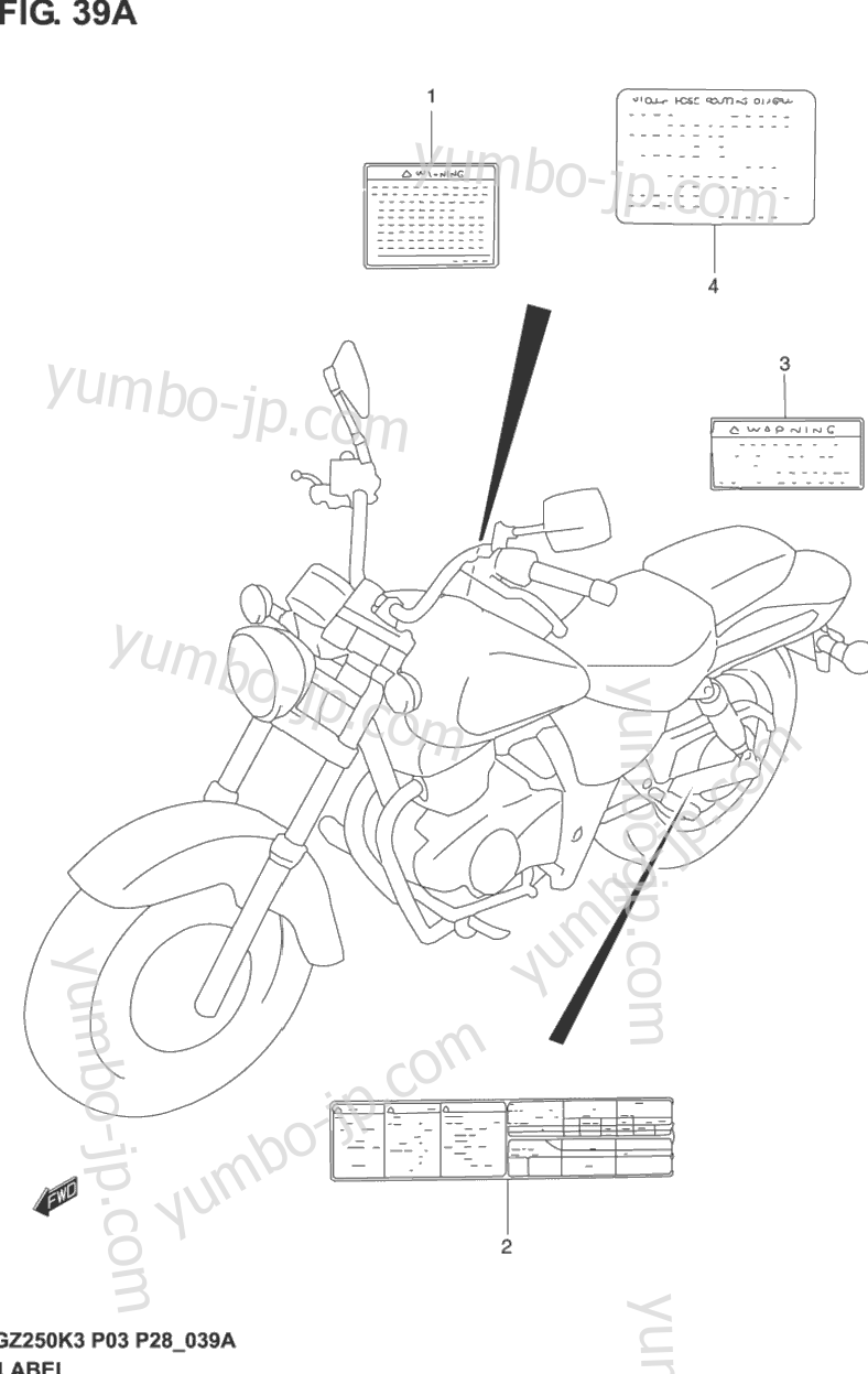 LABEL (MODEL K3) for motorcycles SUZUKI GZ250 2002 year