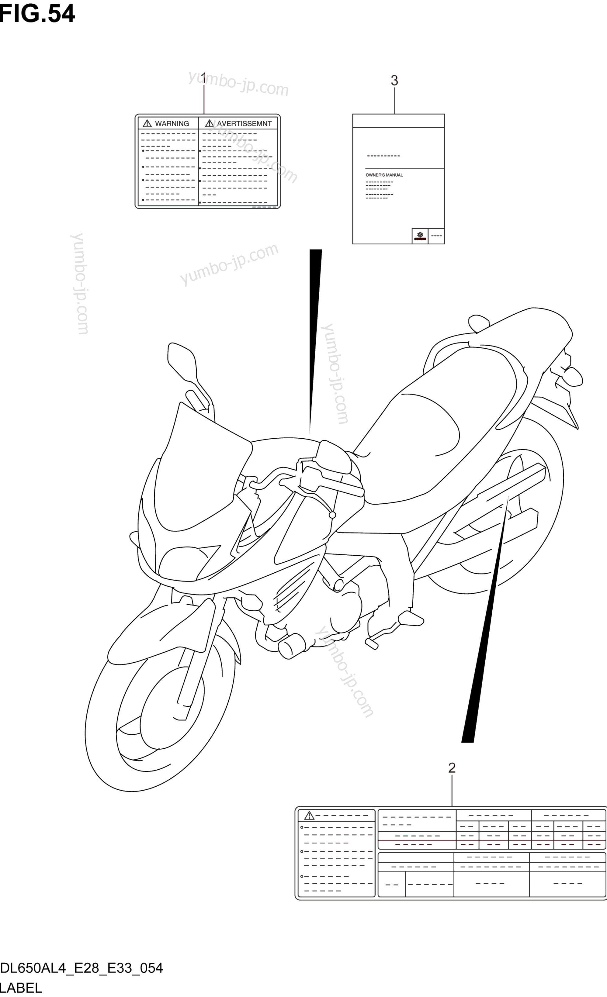 LABEL (DL650AL4 E28) for motorcycles SUZUKI DL650A 2014 year