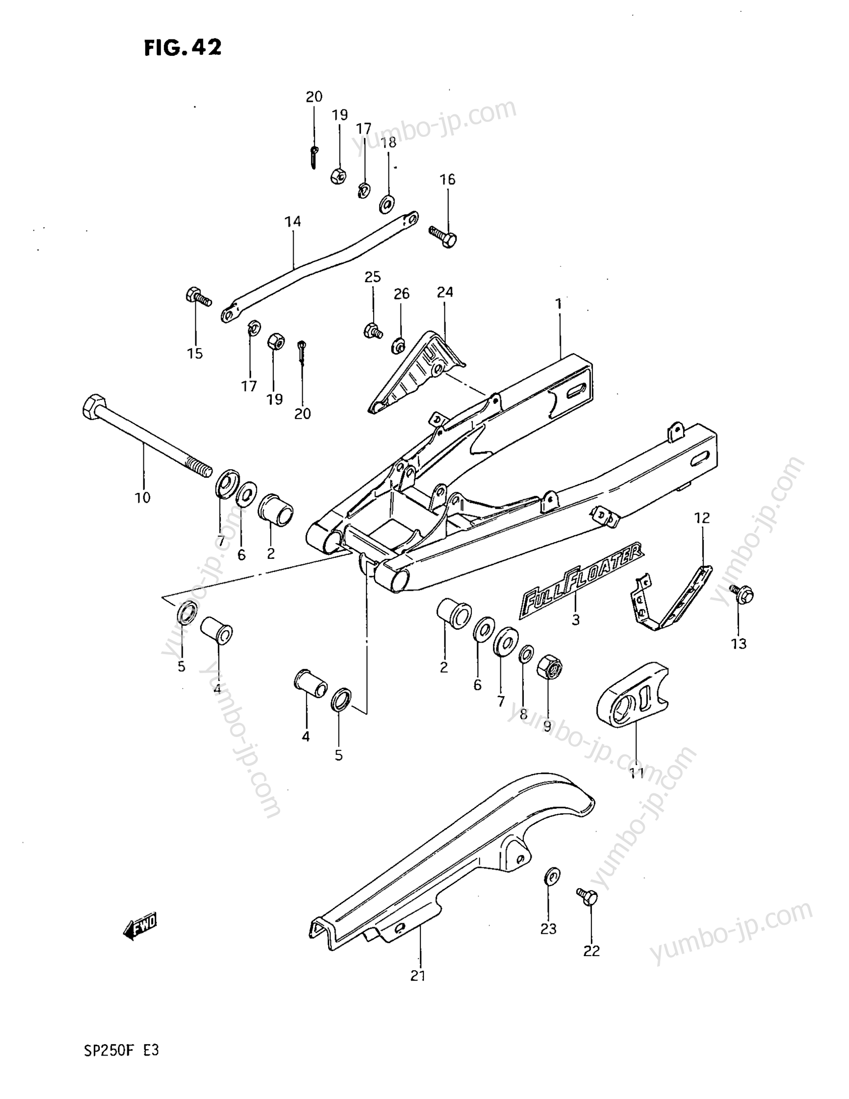 REAR SWINGING ARM for motorcycles SUZUKI SP250 1985 year