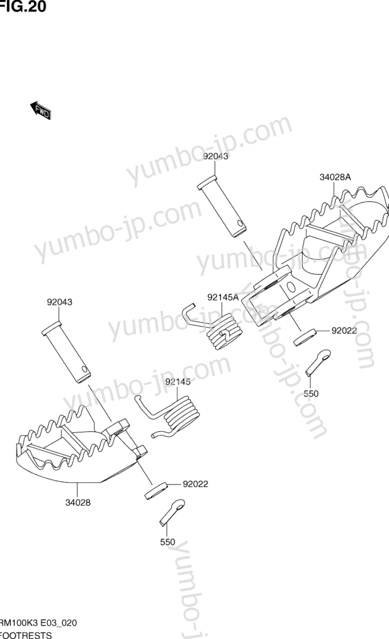 FOOTRESTS для мотоциклов SUZUKI RM100 2003 г.