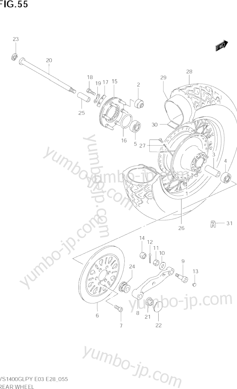 REAR WHEEL для мотоциклов SUZUKI Intruder (VS1400GLP) 2001 г.