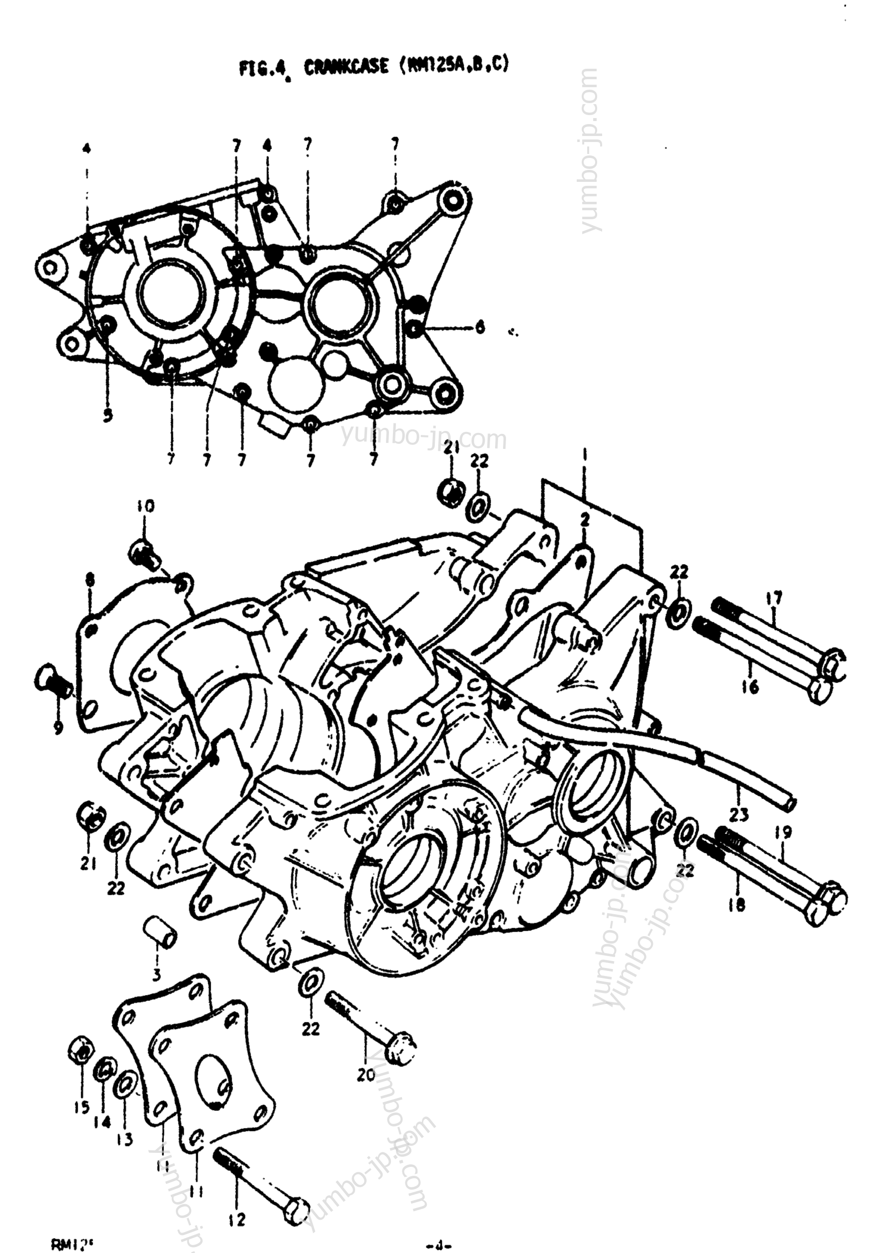 CRANKCASE (RM125A for motorcycles SUZUKI RM125 1977 year