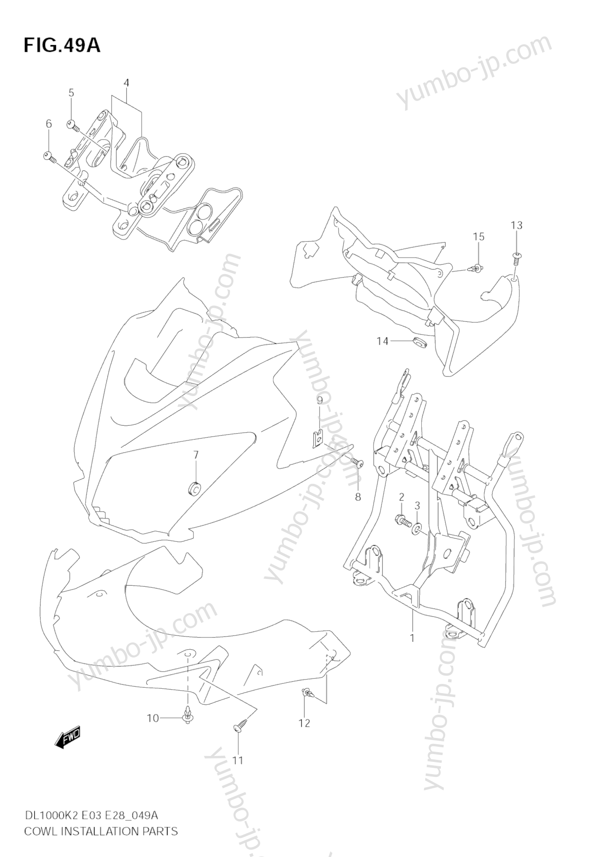 COWL BODY INSTALLATION PARTS (MODEL K4/K5/K6) for motorcycles SUZUKI V-Strom (DL1000) 2003 year