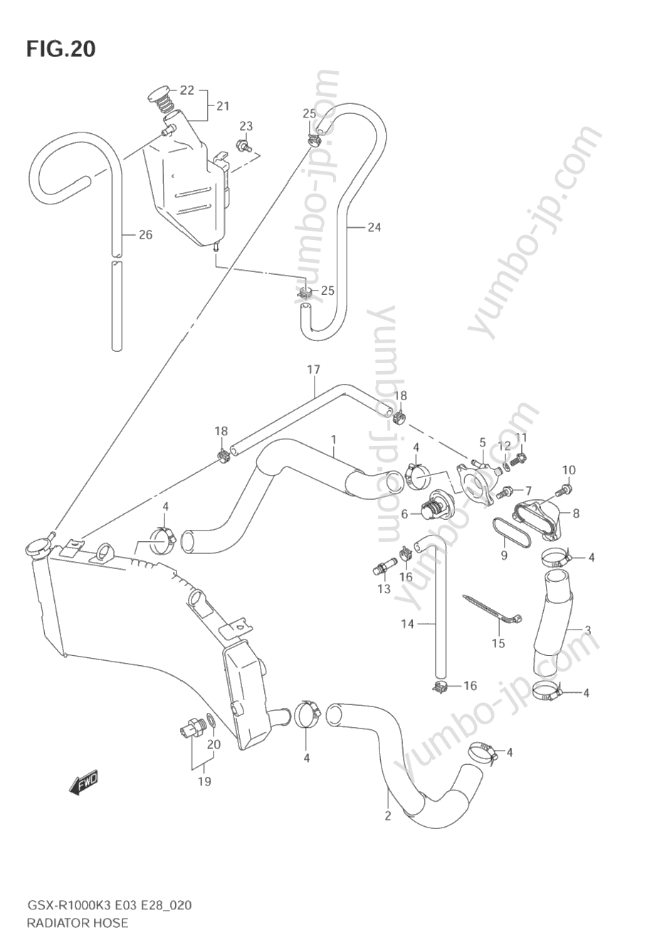 RADIATOR HOSE for motorcycles SUZUKI GSX-R1000Z 2003 year