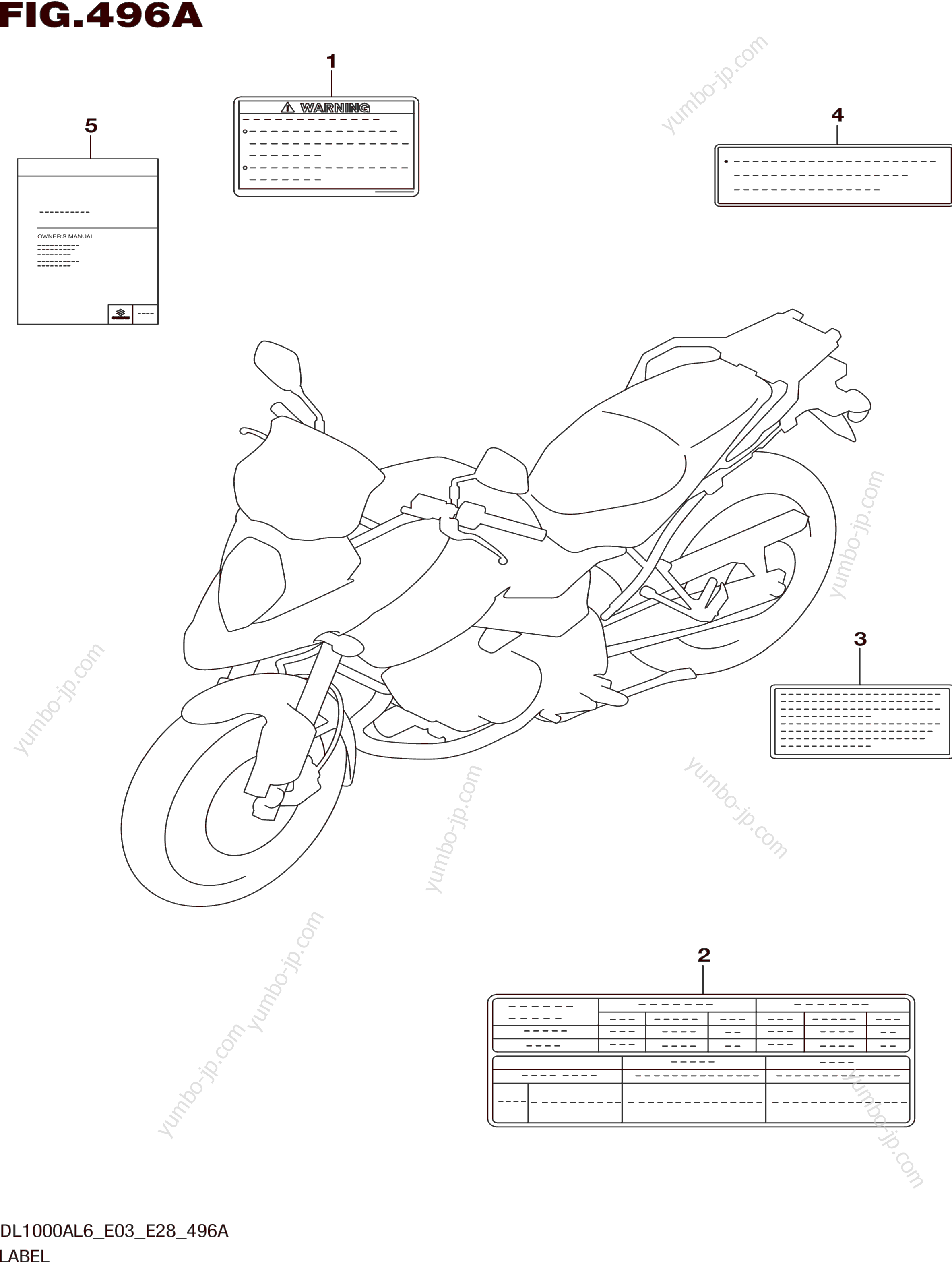 LABEL (DL1000AL6 E03) for motorcycles SUZUKI DL1000A 2016 year