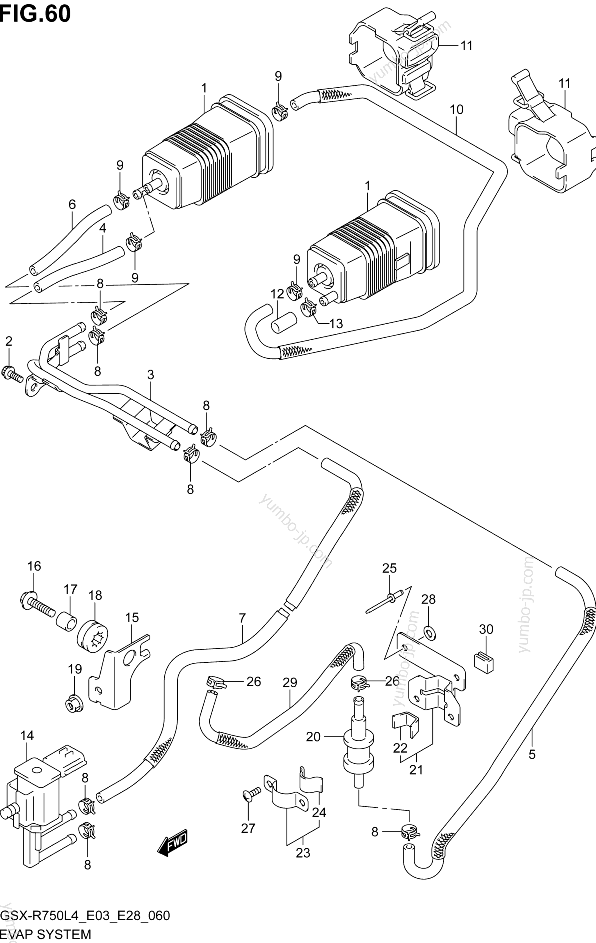 EVAP SYSTEM (GSX-R750L4 E33) для мотоциклов SUZUKI GSX-R750 2014 г.