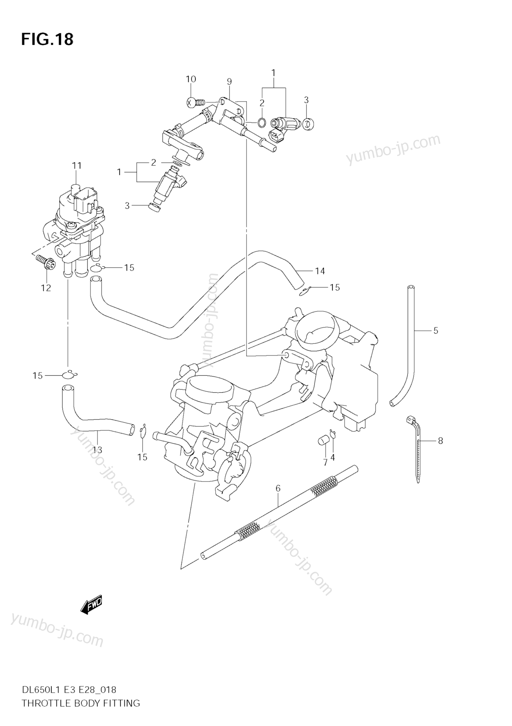 THROTTLE BODY FITTING (DL650 L1 E28) for motorcycles SUZUKI V-Strom (DL650A) 2011 year