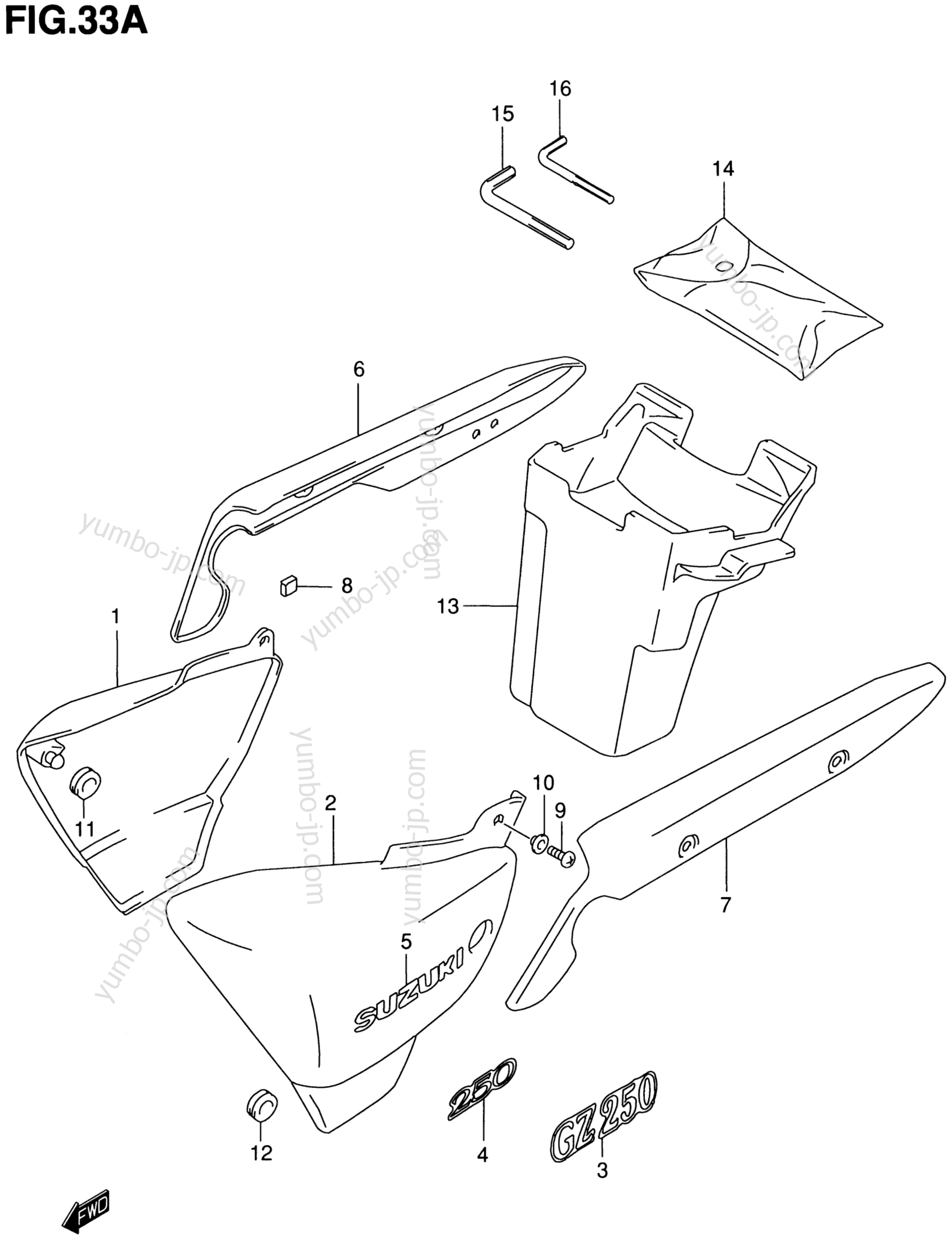 FRAME COVER (MODEL Y for motorcycles SUZUKI GZ250 2000 year