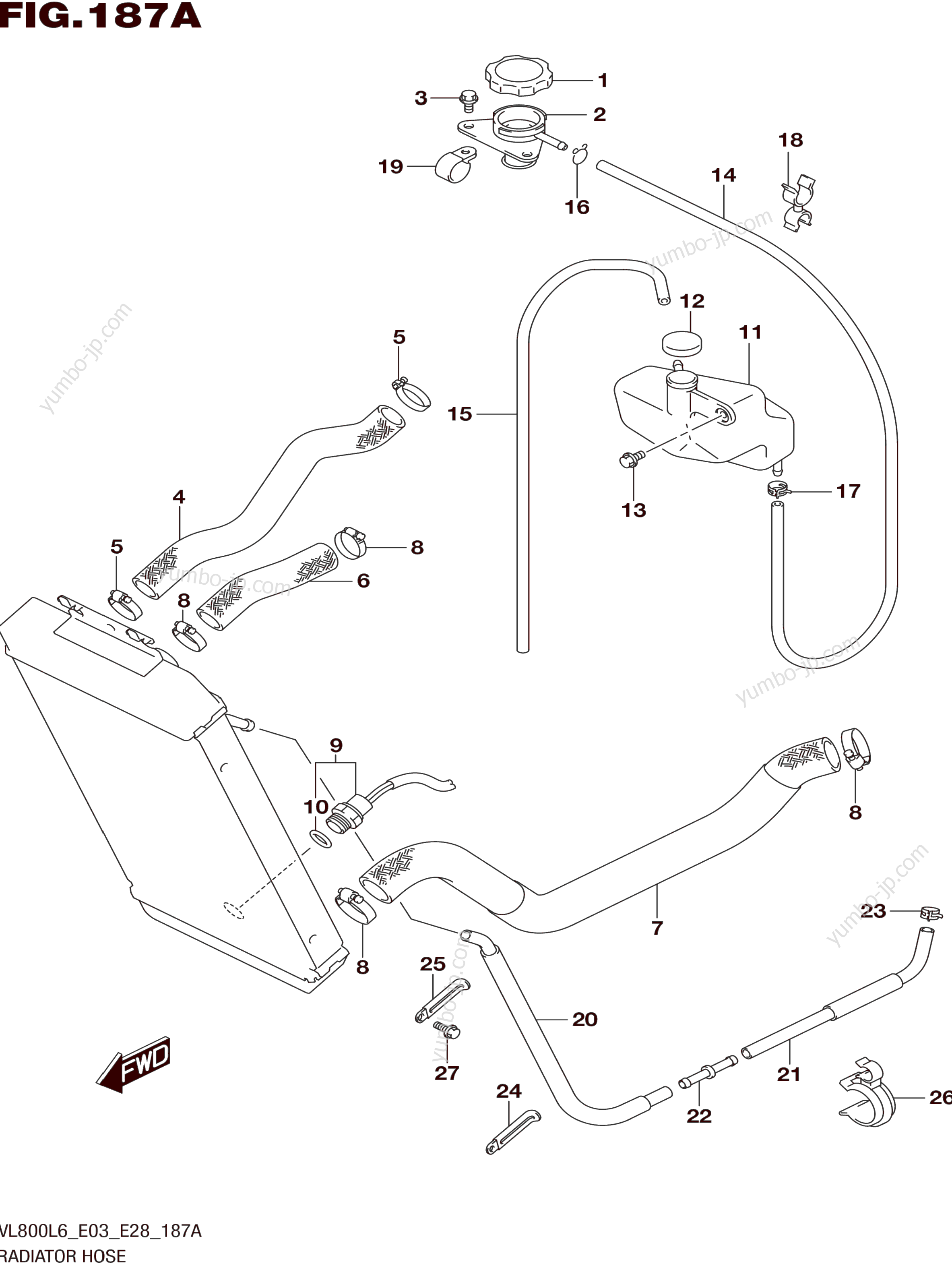 RADIATOR HOSE (VL800L6 E03) для мотоциклов SUZUKI VL800T 2016 г.