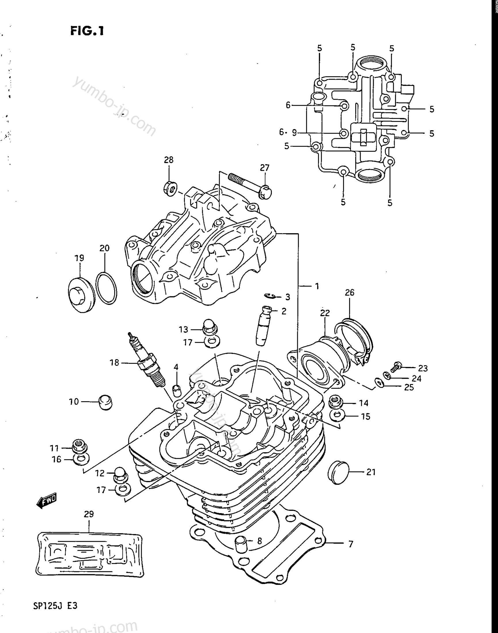 Головка блока цилиндров для мотоциклов SUZUKI SP125 1988 г.