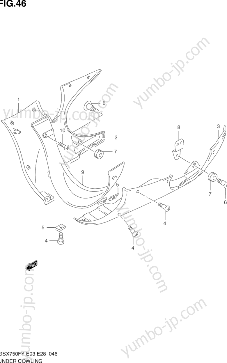 UNDER COWLING (MODEL W/X/Y) для мотоциклов SUZUKI Katana (GSX750F) 2003 г.