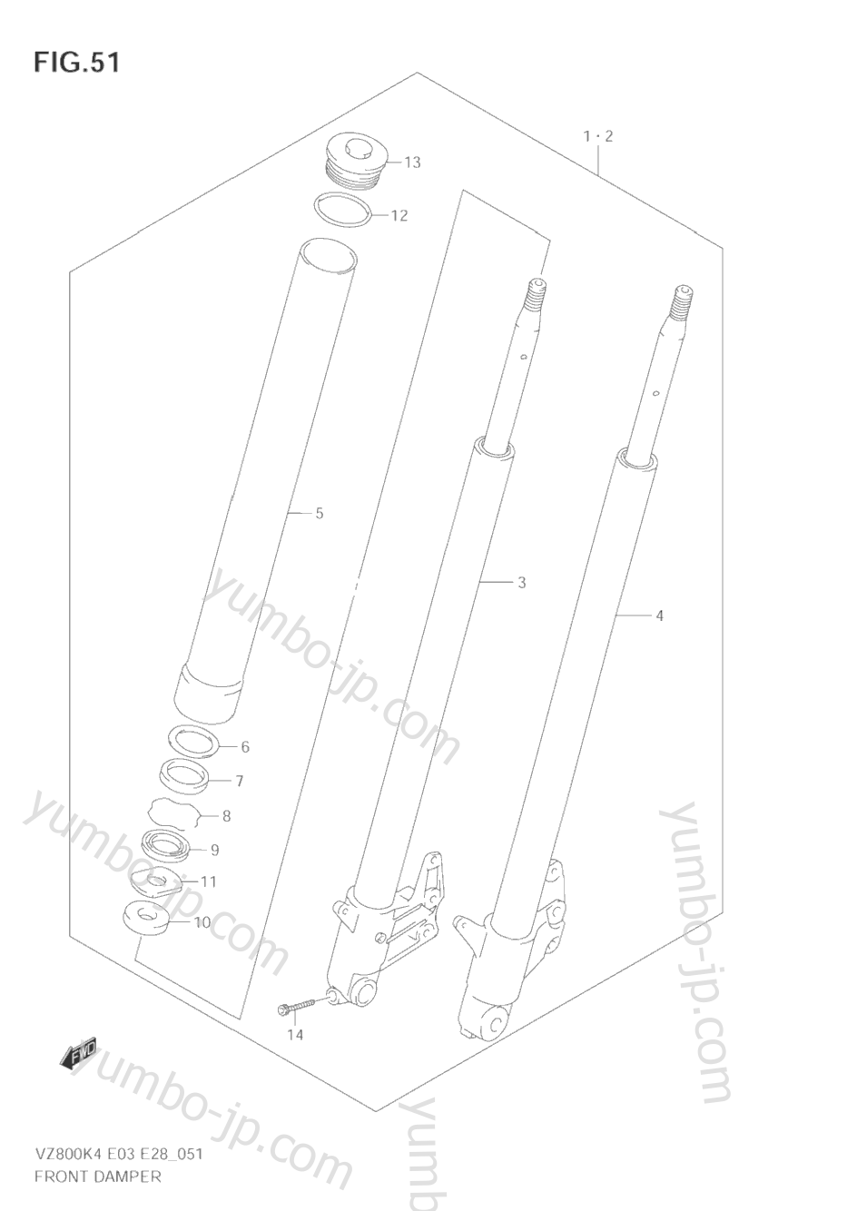 FRONT DAMPER for motorcycles SUZUKI Marauder (VZ800) 2004 year