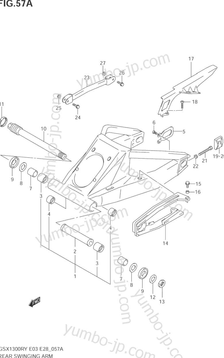 REAR SWINGING ARM (MODEL K3) for motorcycles SUZUKI Hayabusa (GSX1300R) 2000 year