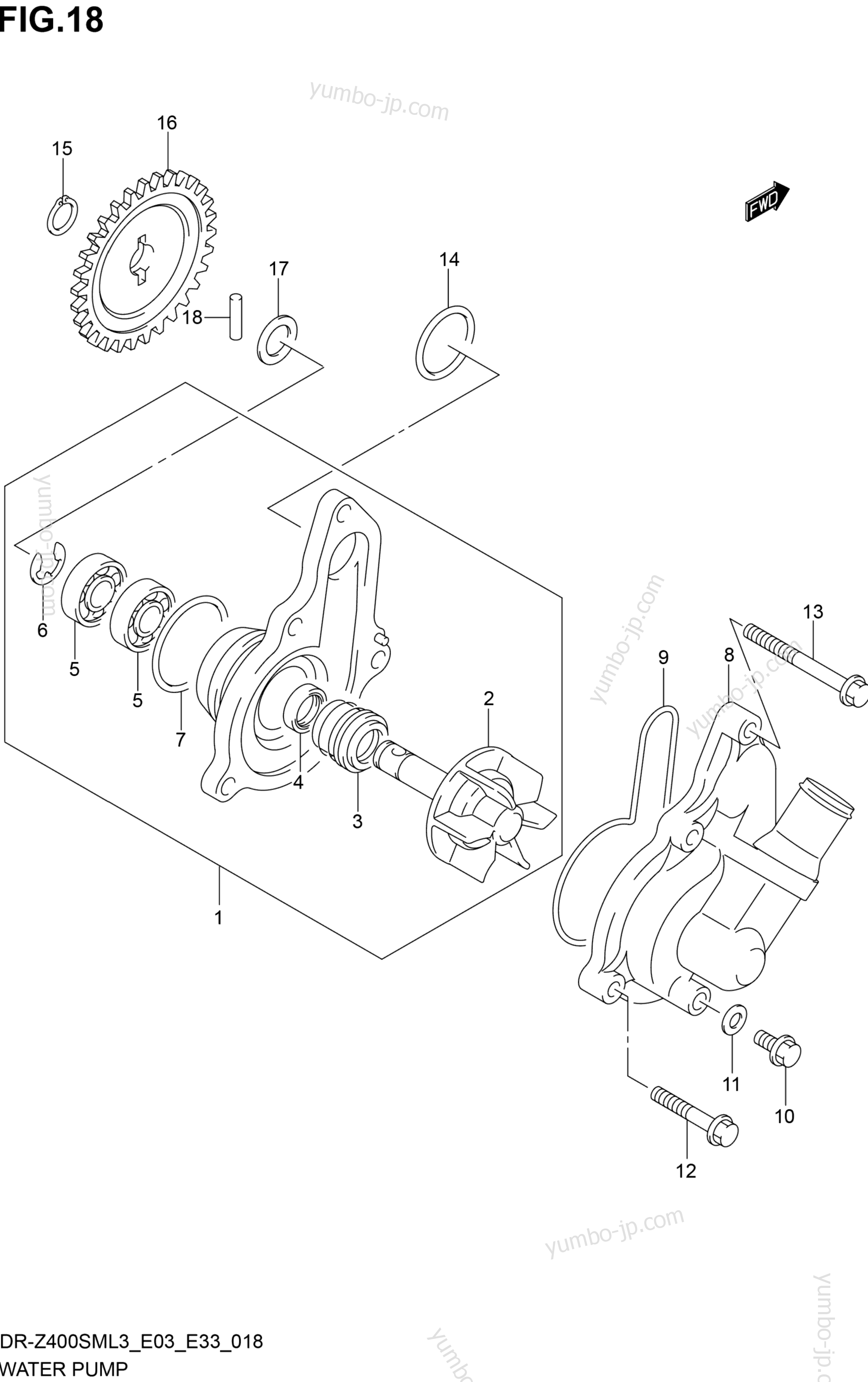 WATER PUMP for motorcycles SUZUKI DR-Z400SM 2013 year