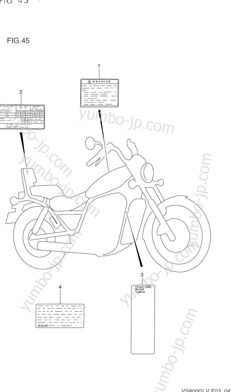 WARNING LABEL for motorcycles SUZUKI Intruder (VS800GL) 1996 year
