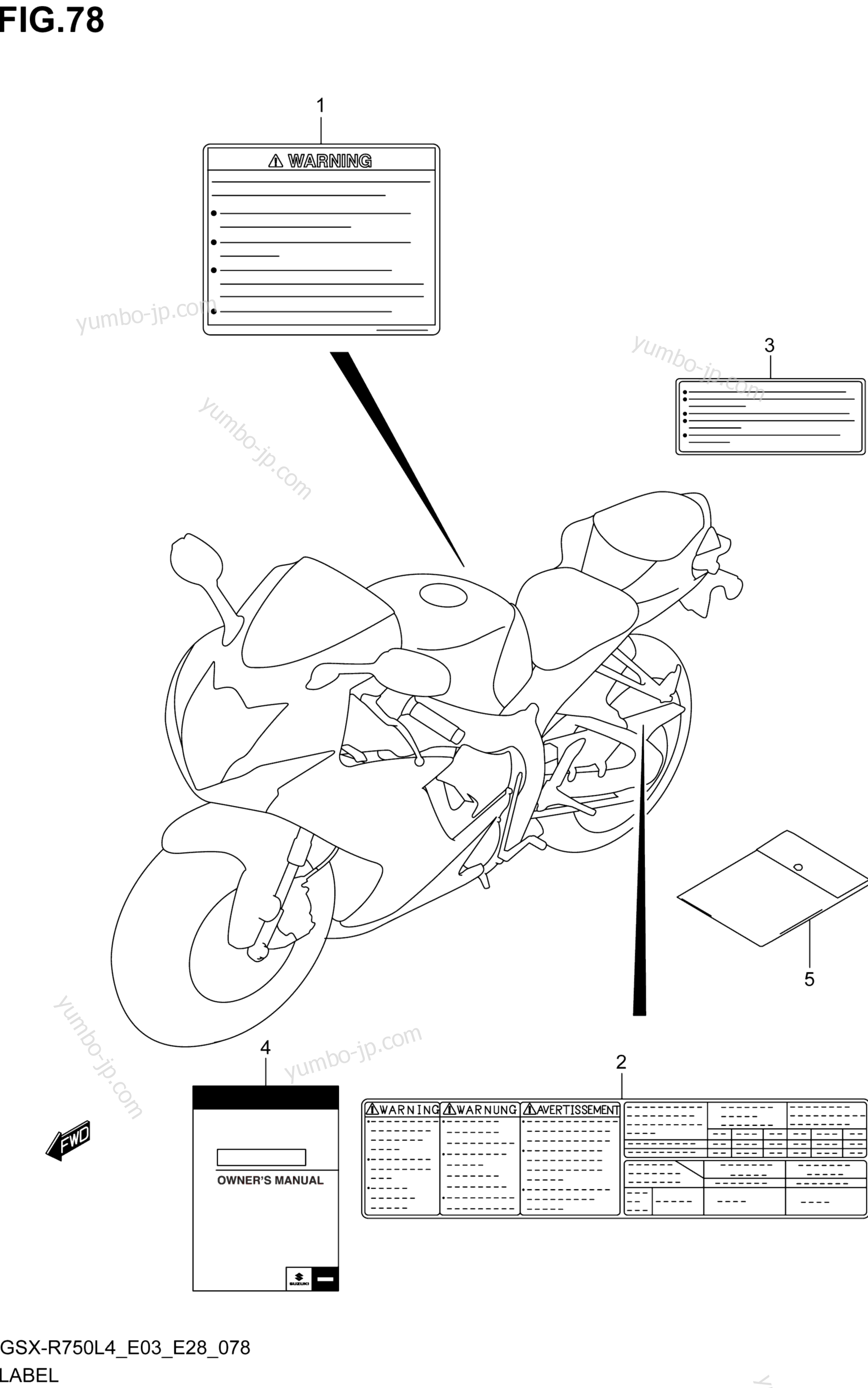 LABEL (GSX-R750L4 E28) for motorcycles SUZUKI GSX-R750 2014 year