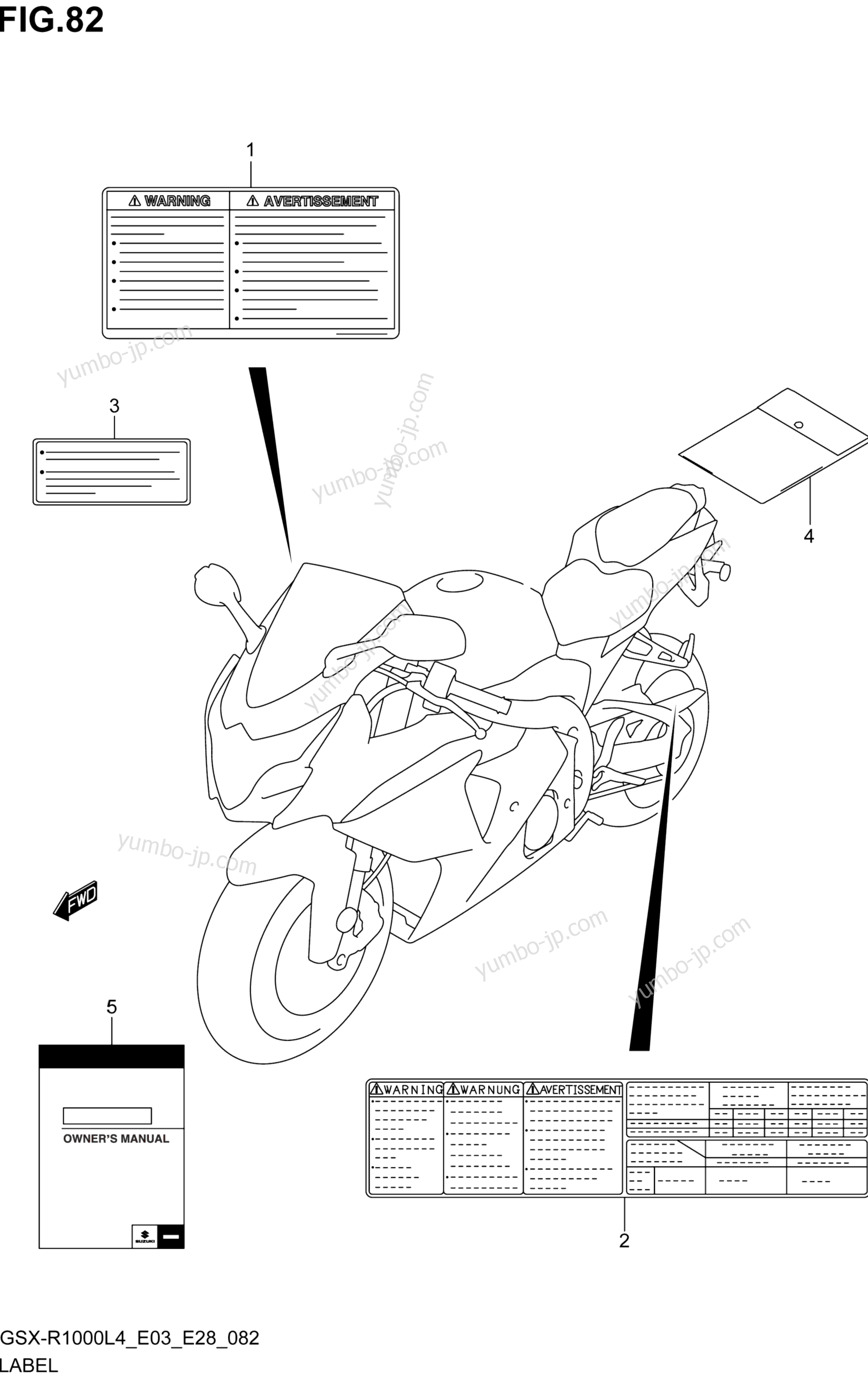 LABEL (GSX-R1000L4 E28) for motorcycles SUZUKI GSX-R1000 2014 year