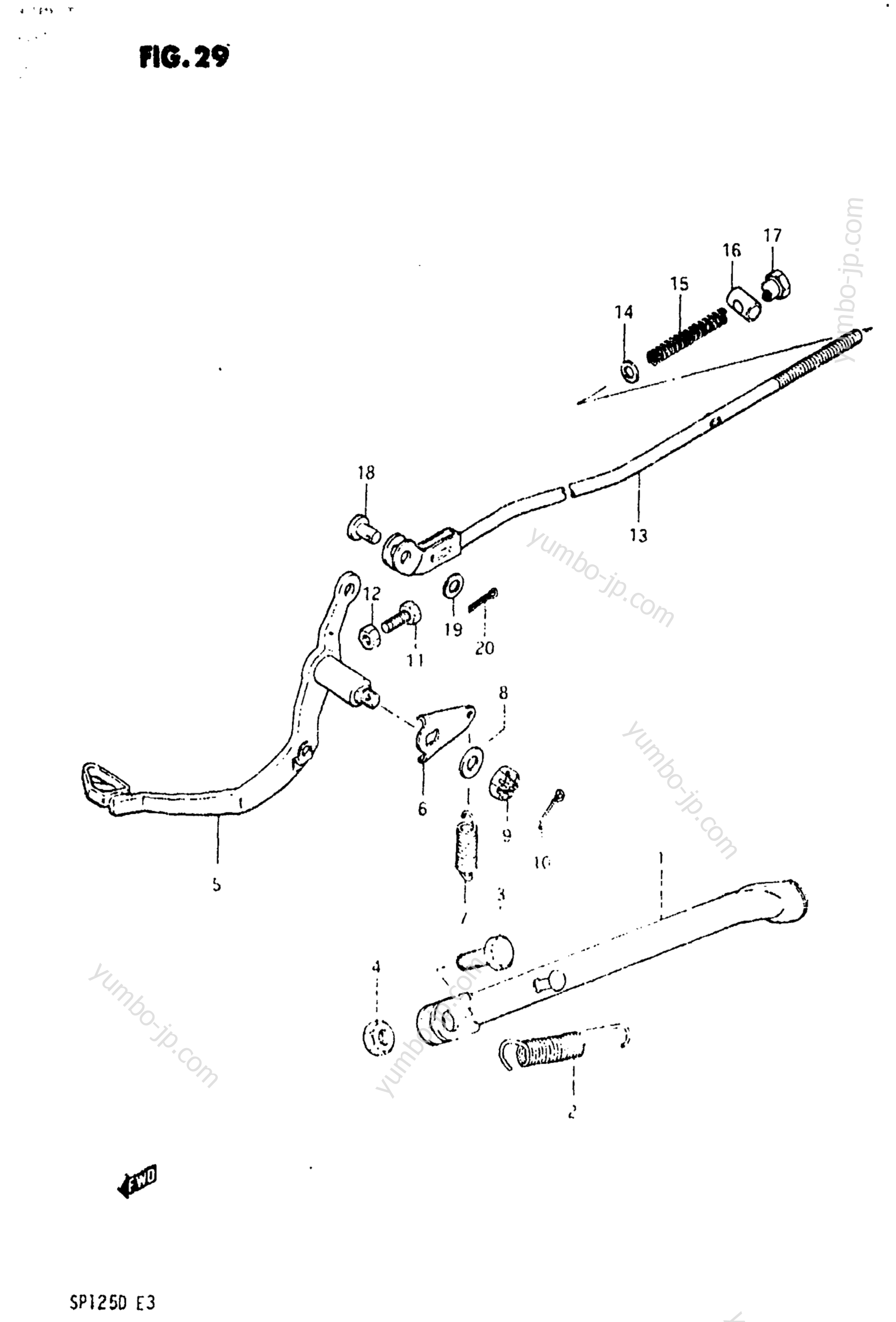 STAND - REAR BRAKE for motorcycles SUZUKI SP125 1983 year