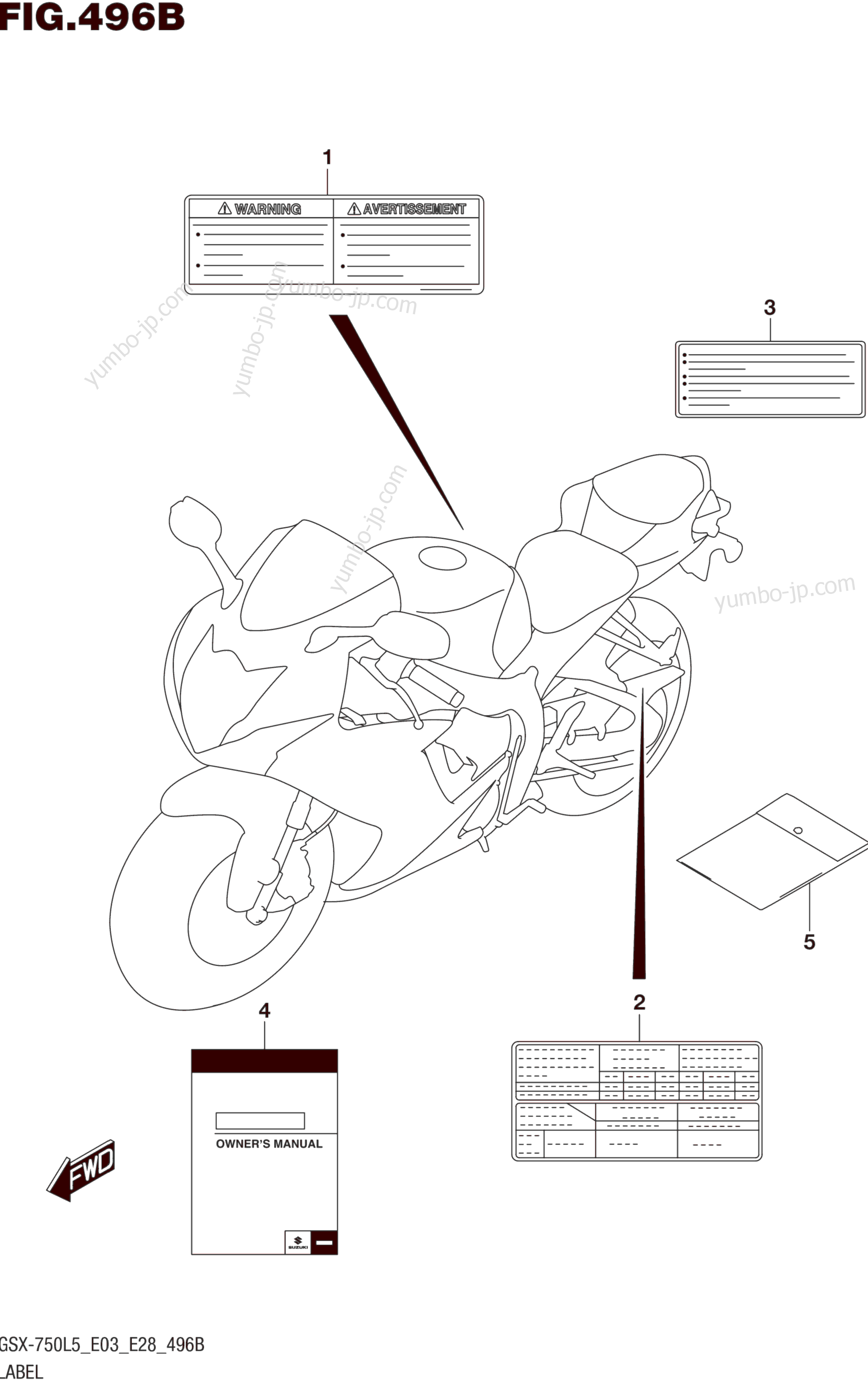 LABEL (GSX-R750L5 E28) for motorcycles SUZUKI GSX-R750 2015 year