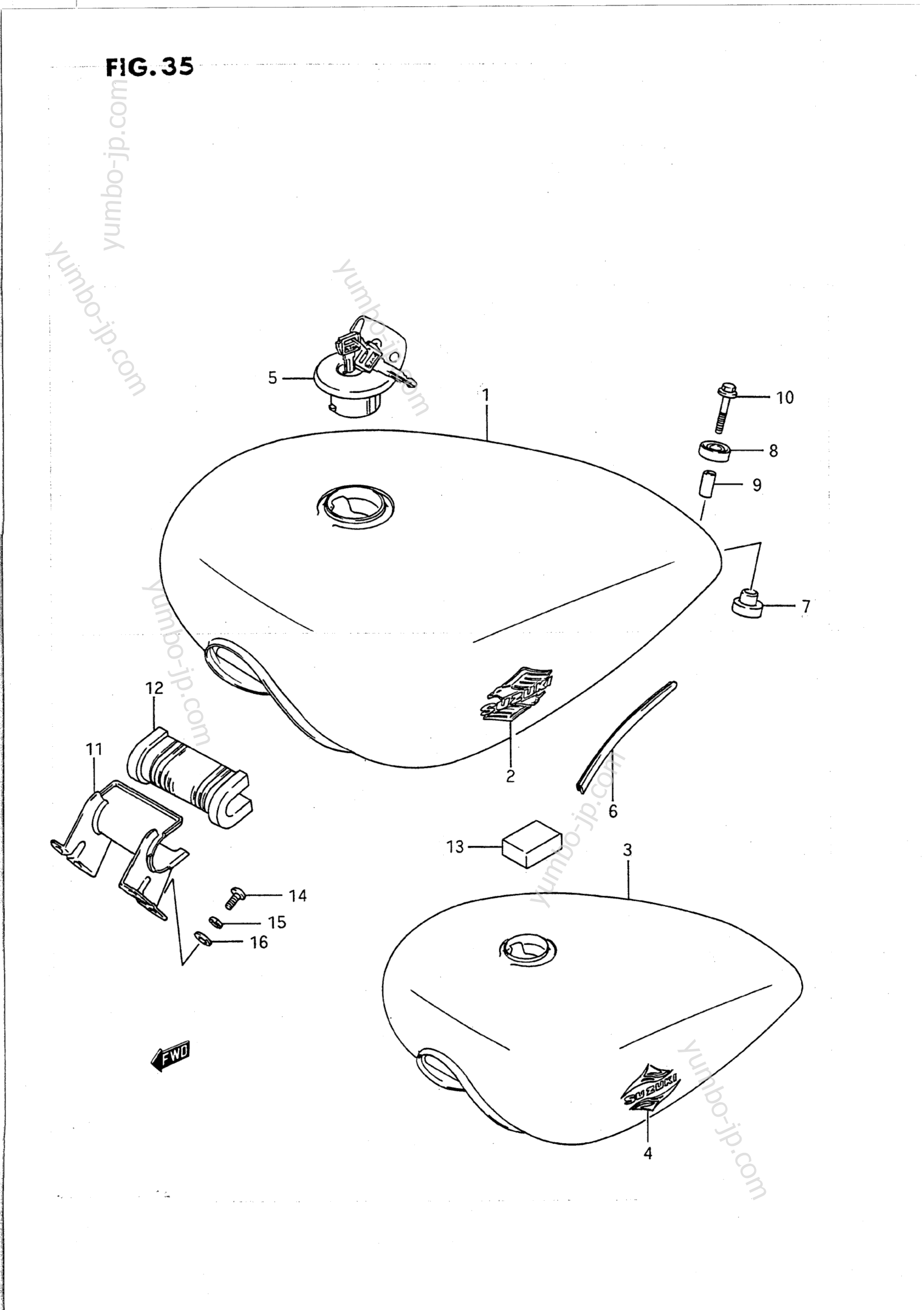 FUEL TANK (MODEL H/J) for motorcycles SUZUKI Intruder (VS1400GLP) 1988 year