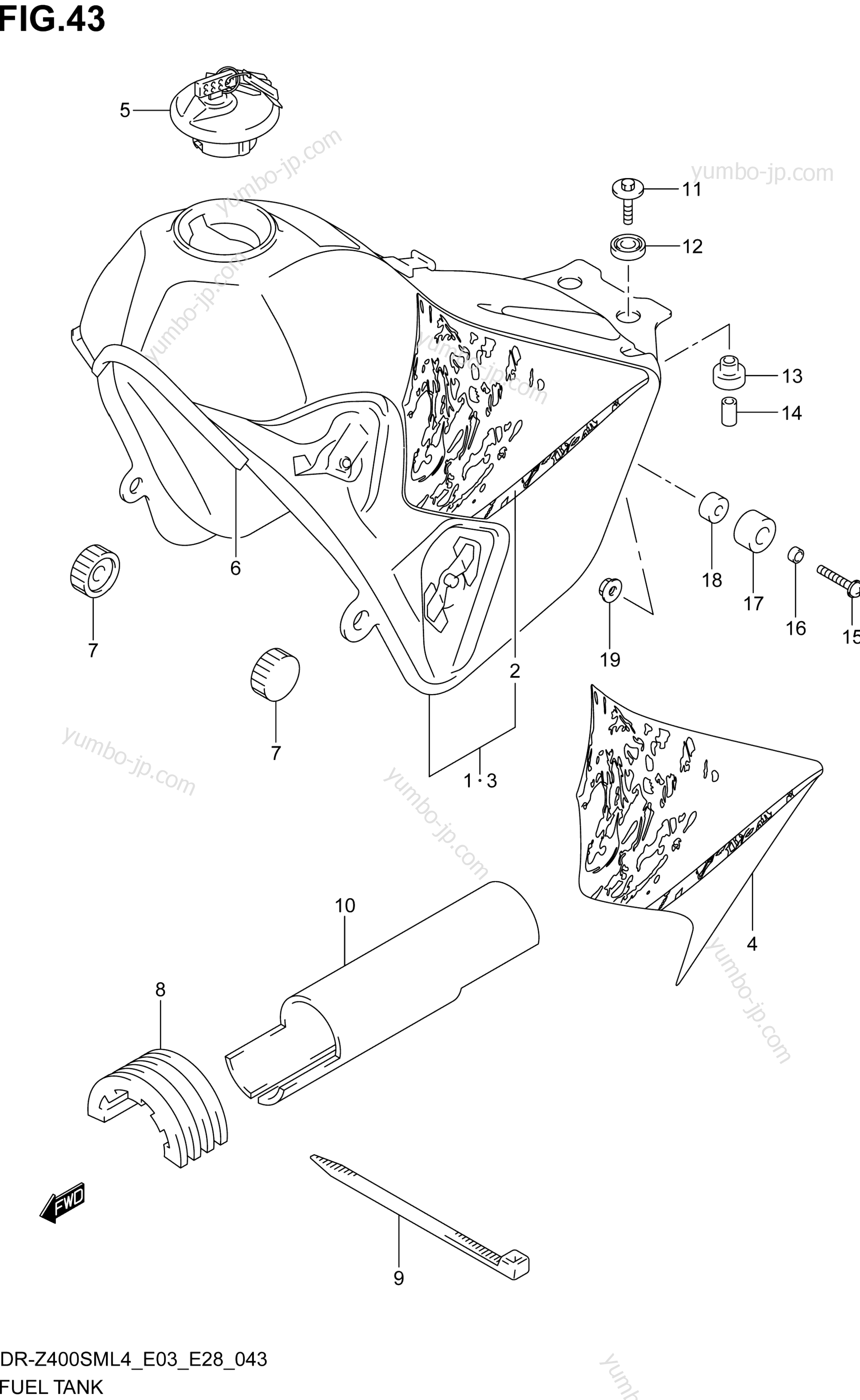 FUEL TANK (DR-Z400SML4 E28) для мотоциклов SUZUKI DR-Z400SM 2014 г.