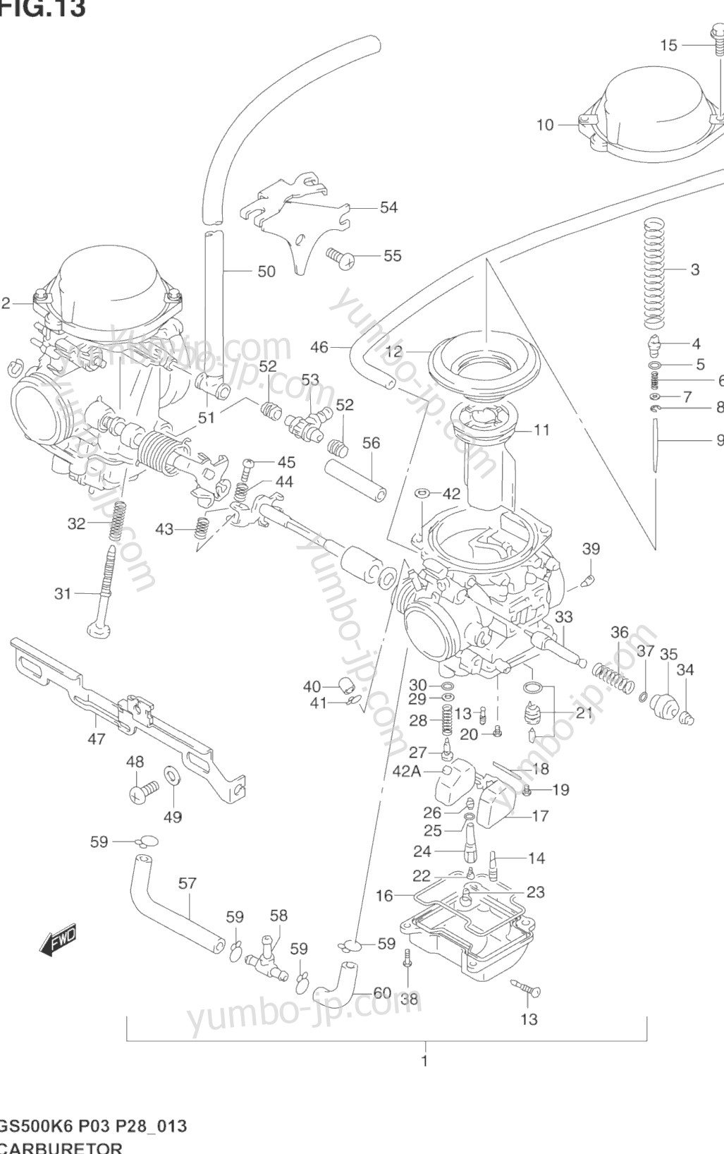 CARBURETOR (NOT FOR U.S. MARKET) for motorcycles SUZUKI GS500F 2005 year