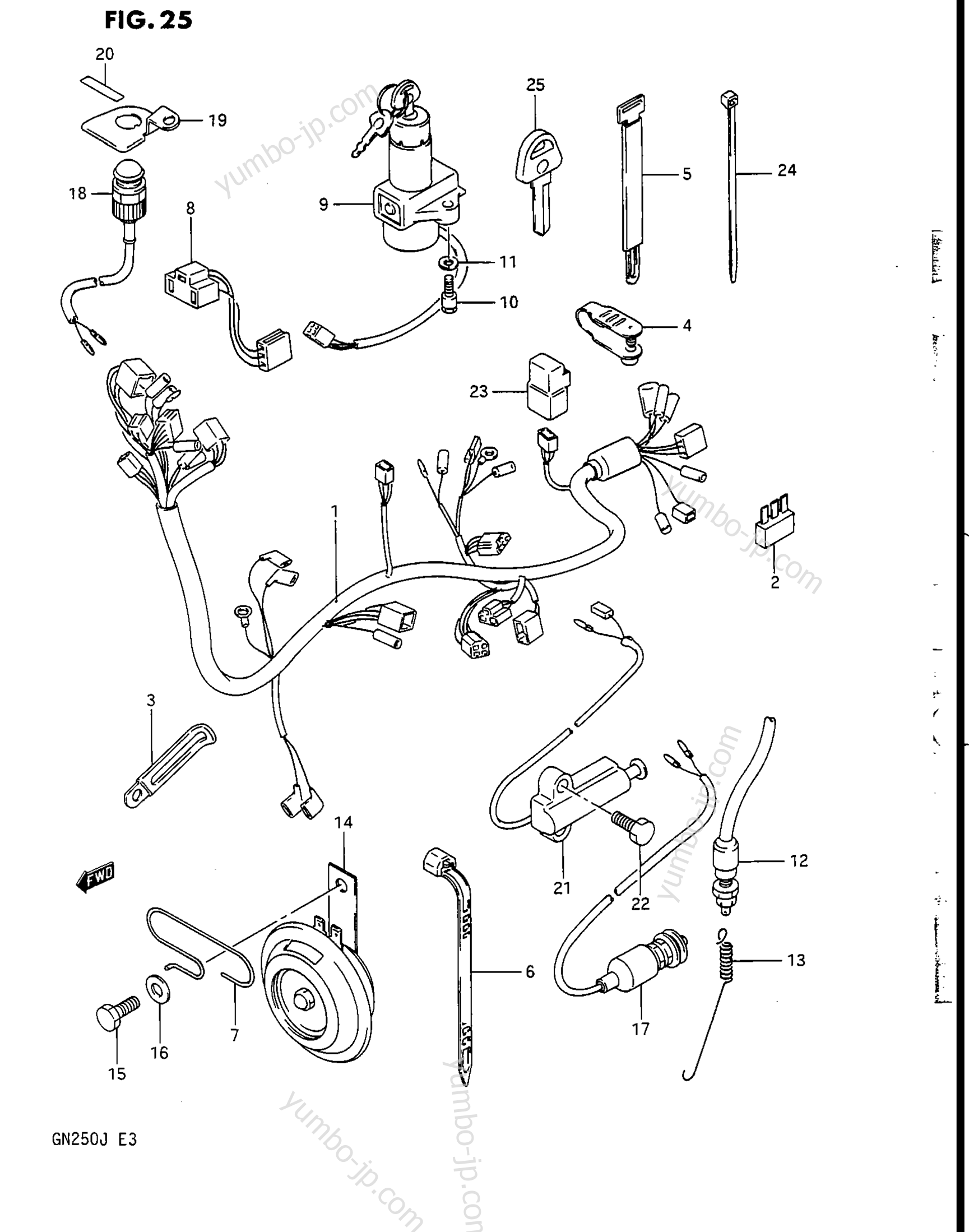 WIRING HARNESS для мотоциклов SUZUKI 1985, (GN250) 1988 г.