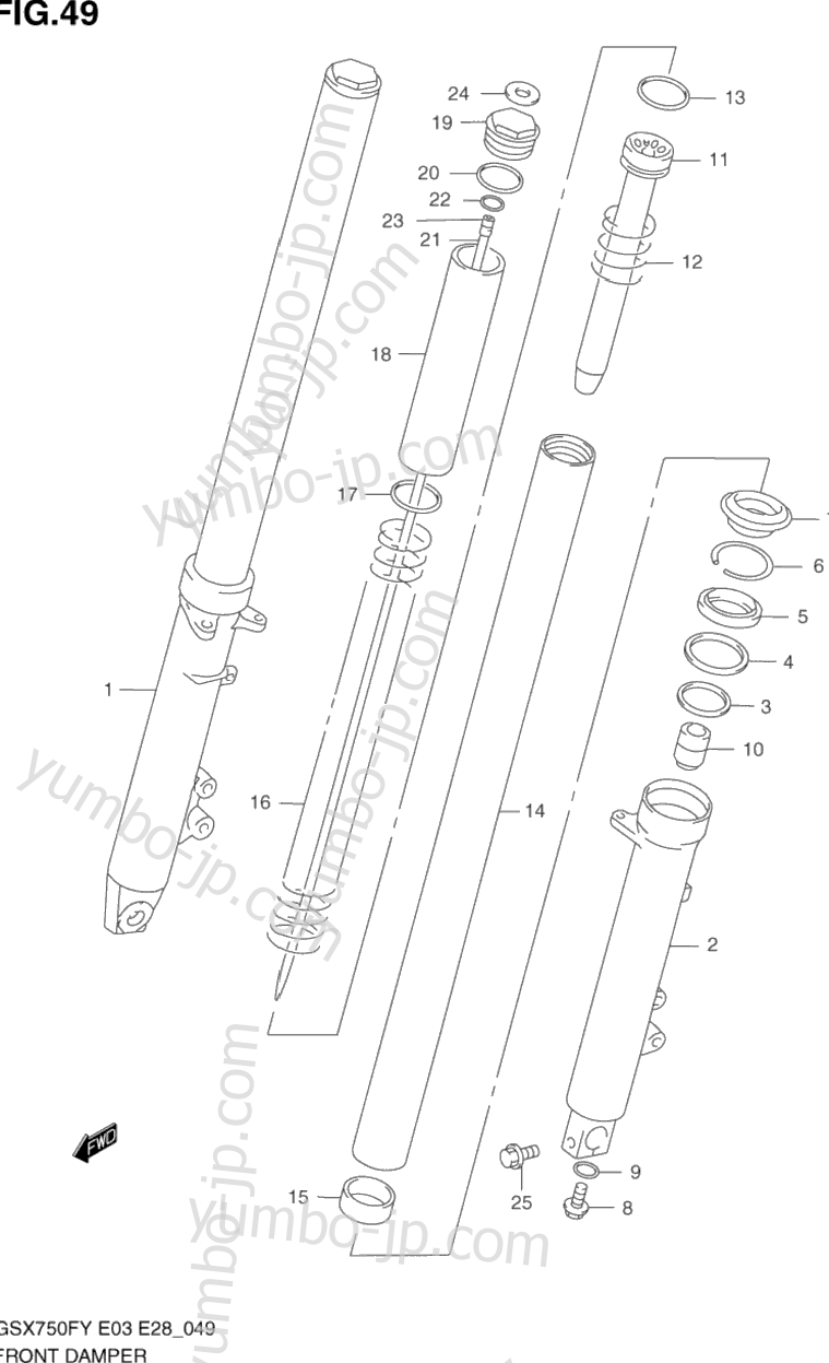 FRONT DAMPER (MODEL W/X/Y/K1/K2) для мотоциклов SUZUKI Katana (GSX750F) 1998 г.