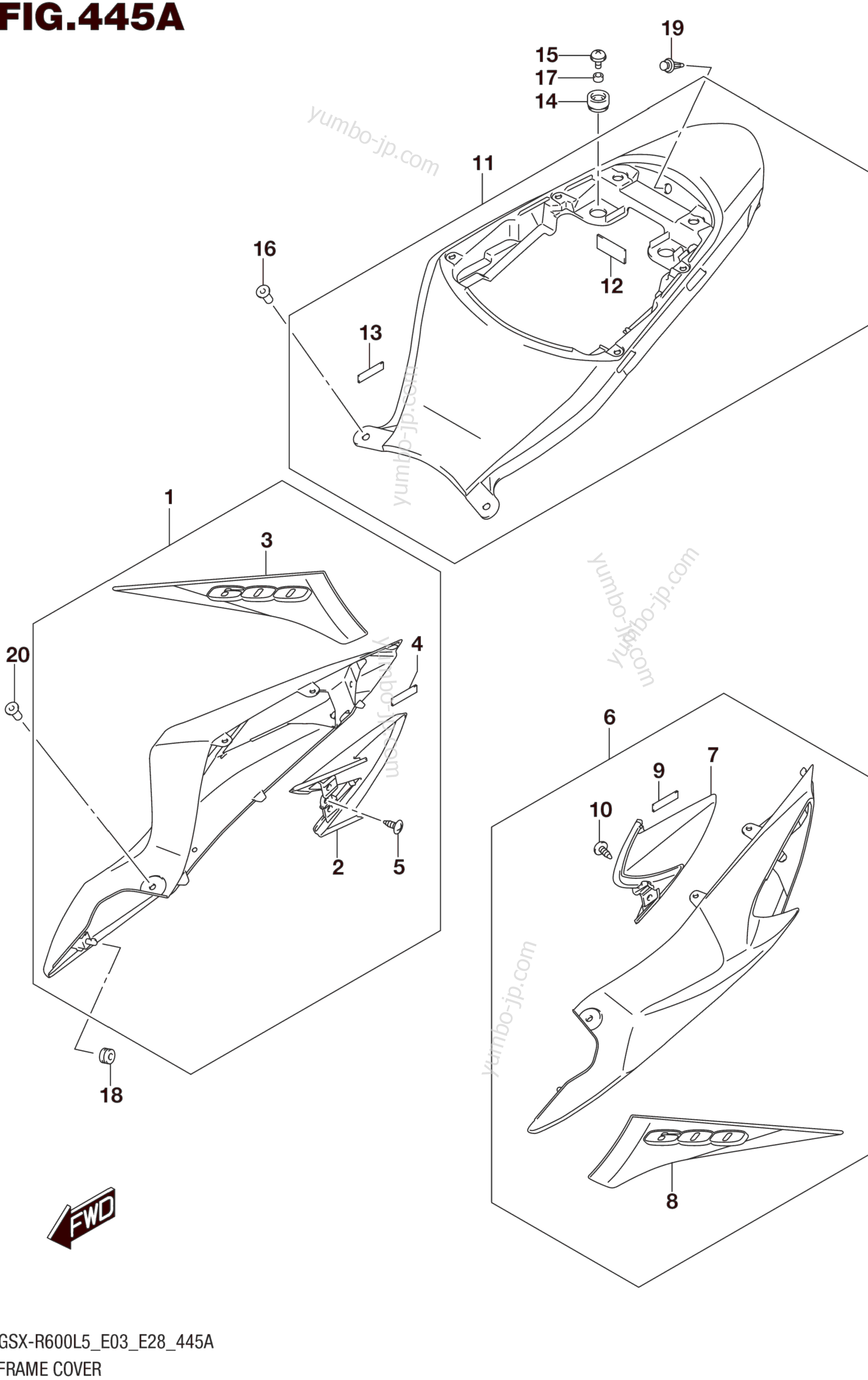 FRAME COVER (YSF) для мотоциклов SUZUKI GSX-R600 2015 г.