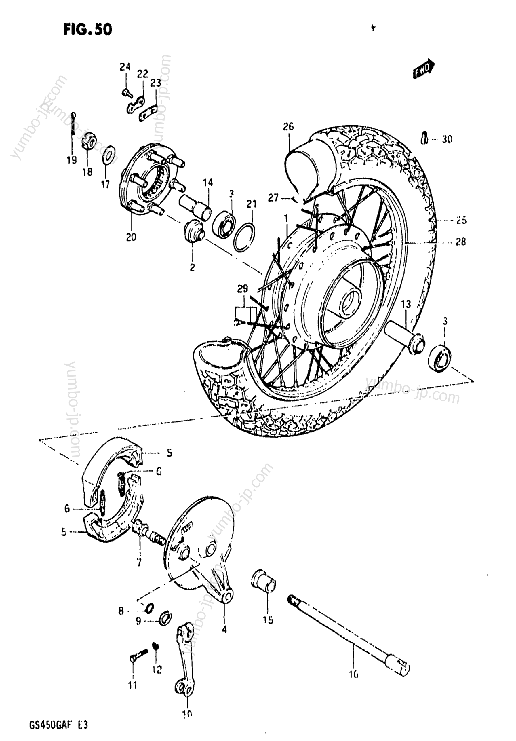 REAR WHEEL for motorcycles SUZUKI GS450GA 1985 year