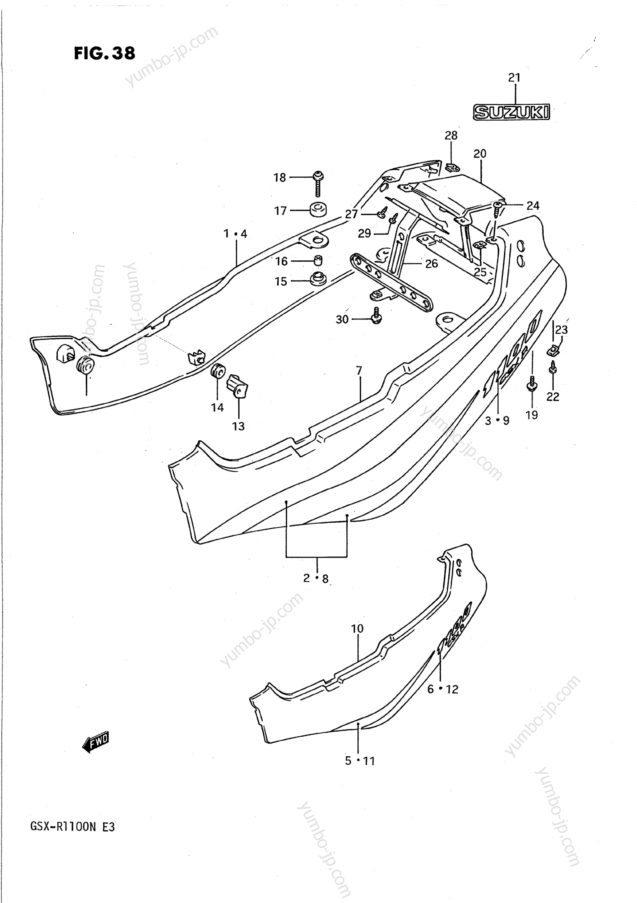 FRAME COVER (MODEL M) for motorcycles SUZUKI GSX-R1100 1991 year