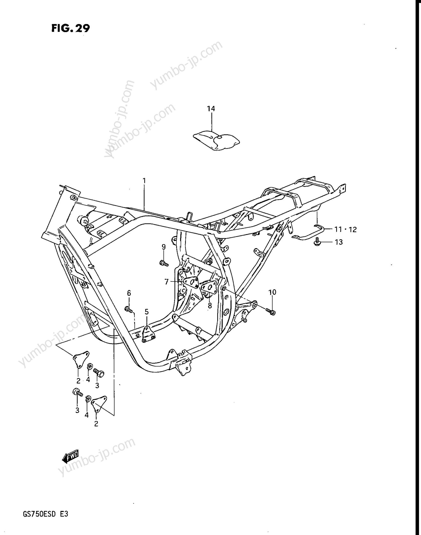 FRAME for motorcycles SUZUKI GS750E 1983 year
