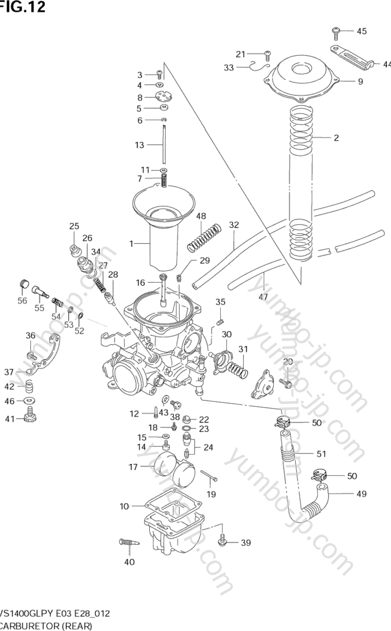 CARBURETOR (REAR) для мотоциклов SUZUKI Intruder (VS1400GLP) 1997 г.